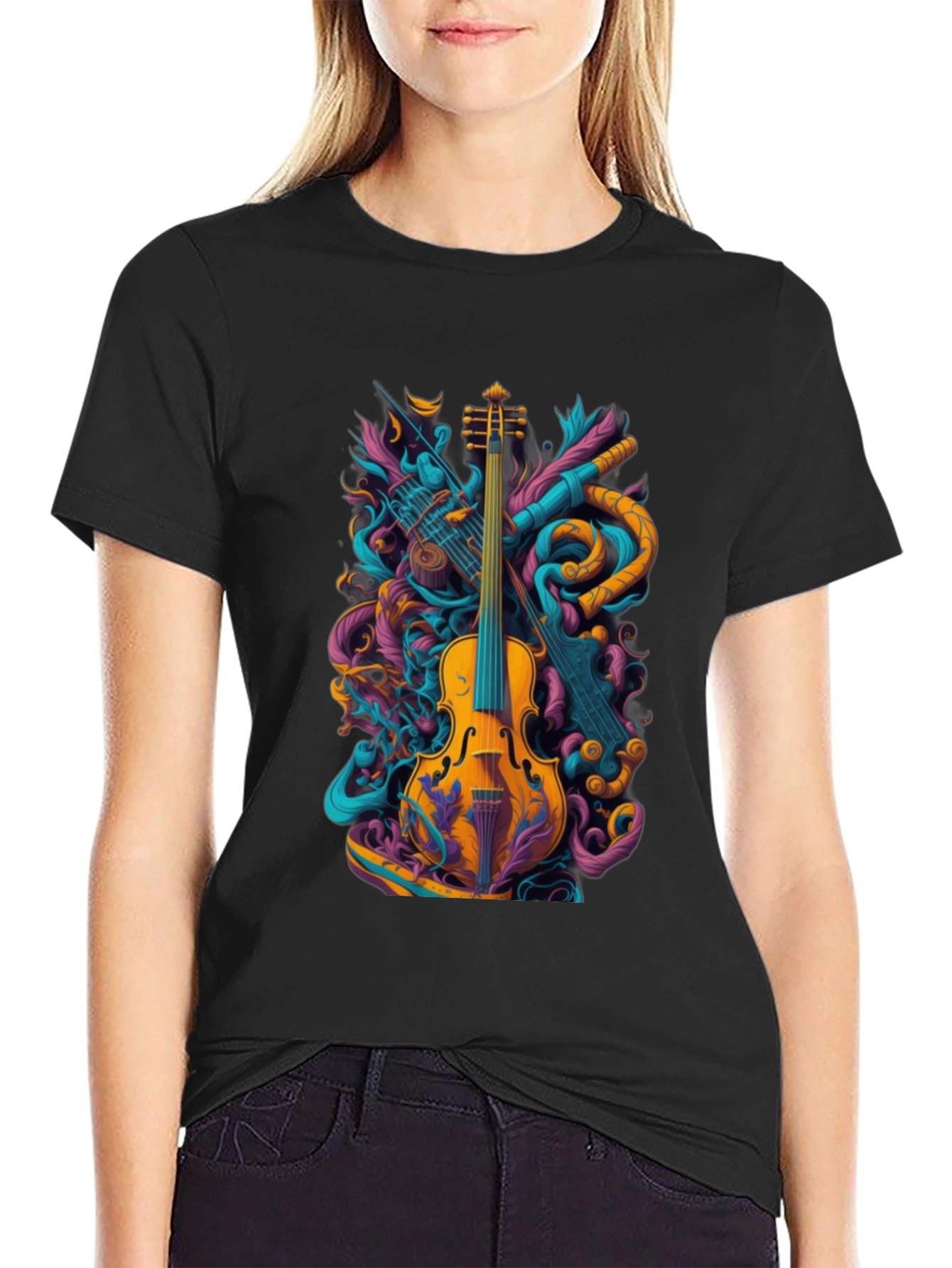 Music Lovers Tee - Violin Graphic T-Shirt