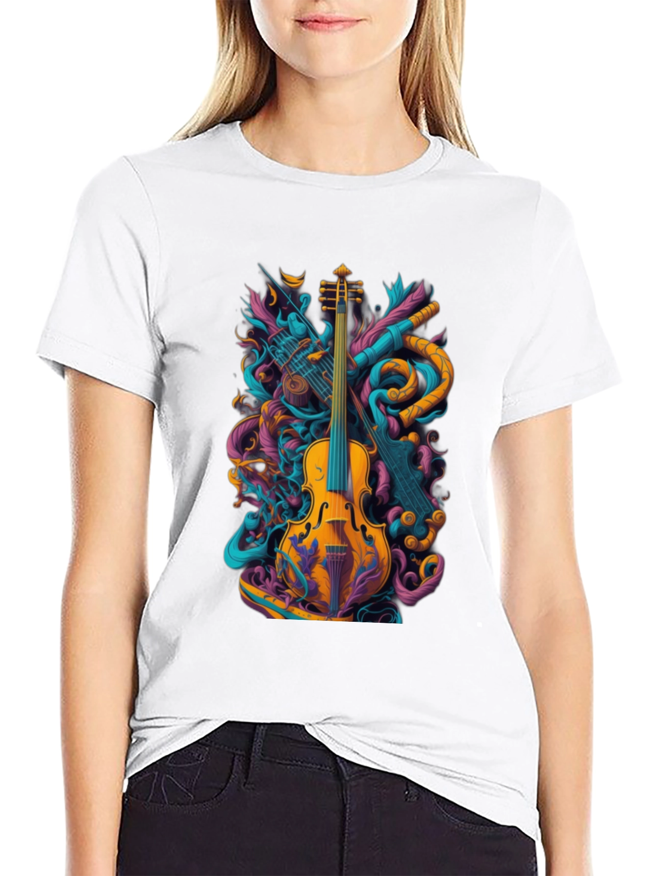 Music Lovers Tee - Violin Graphic T-Shirt