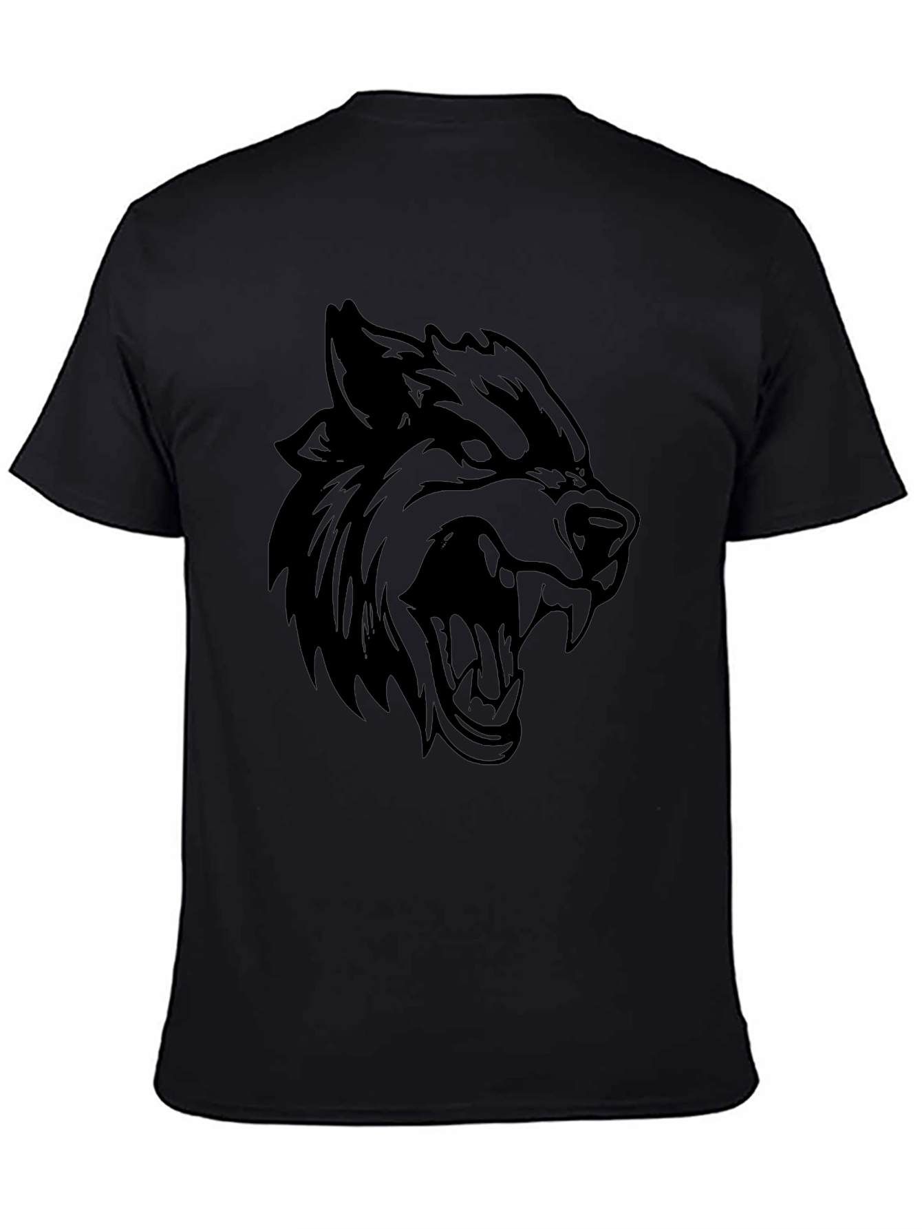 Mens Black Wolf Graphic Tee