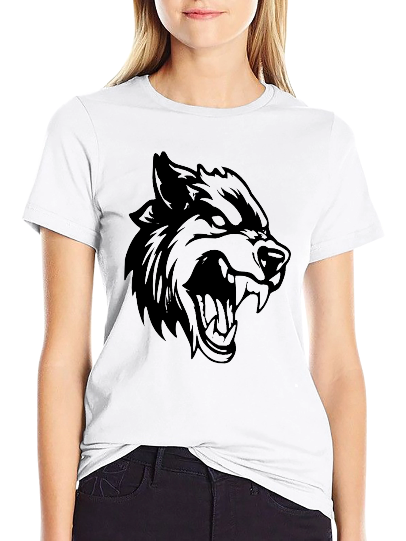 Mens Black Wolf Graphic Tee