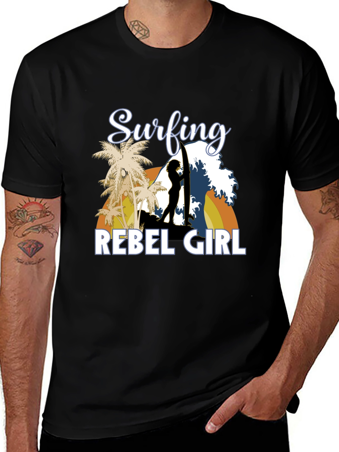Surfing Rebel Girl Graphic T-Shirt