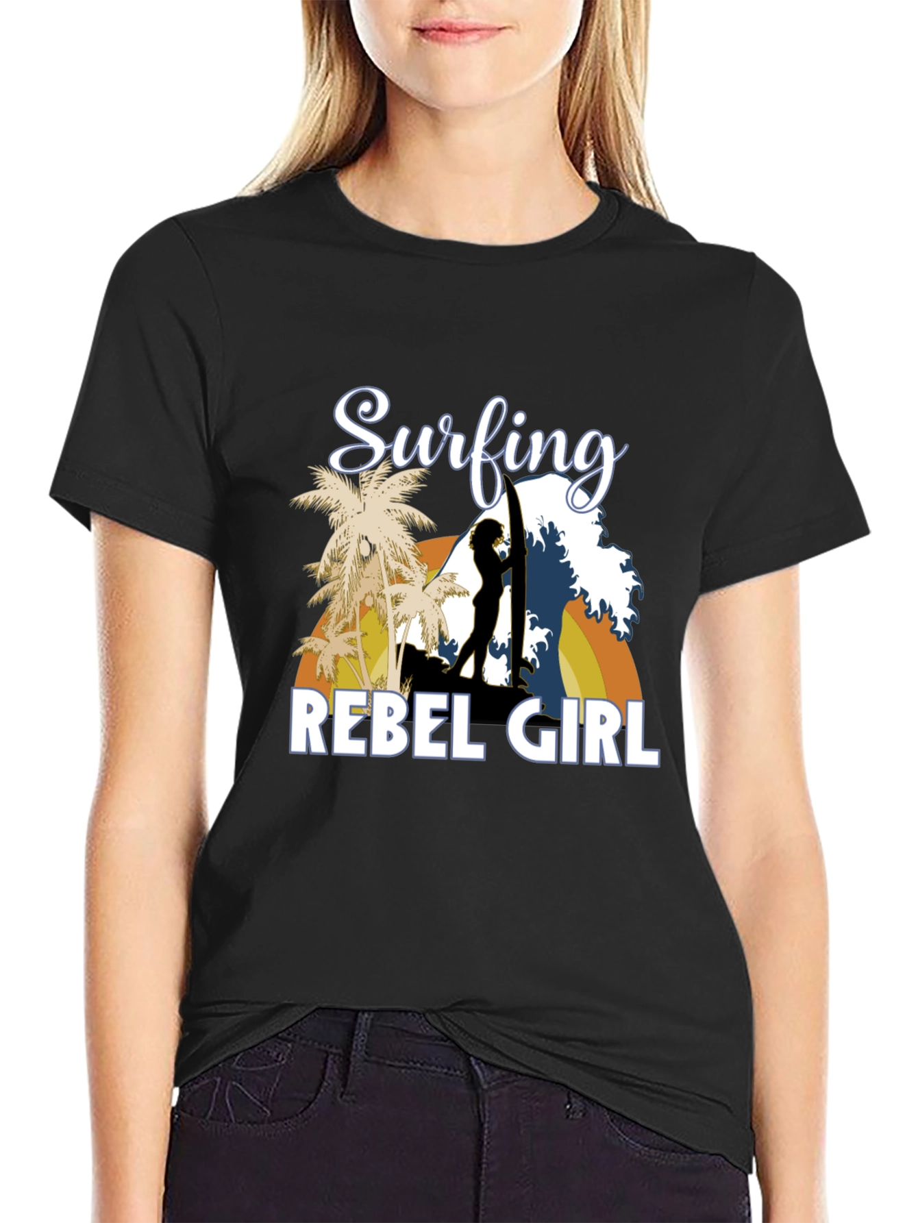 Surfing Rebel Girl Graphic T-Shirt