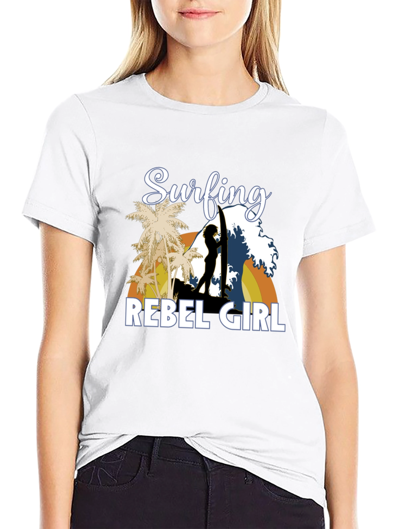 Surfing Rebel Girl Graphic T-Shirt