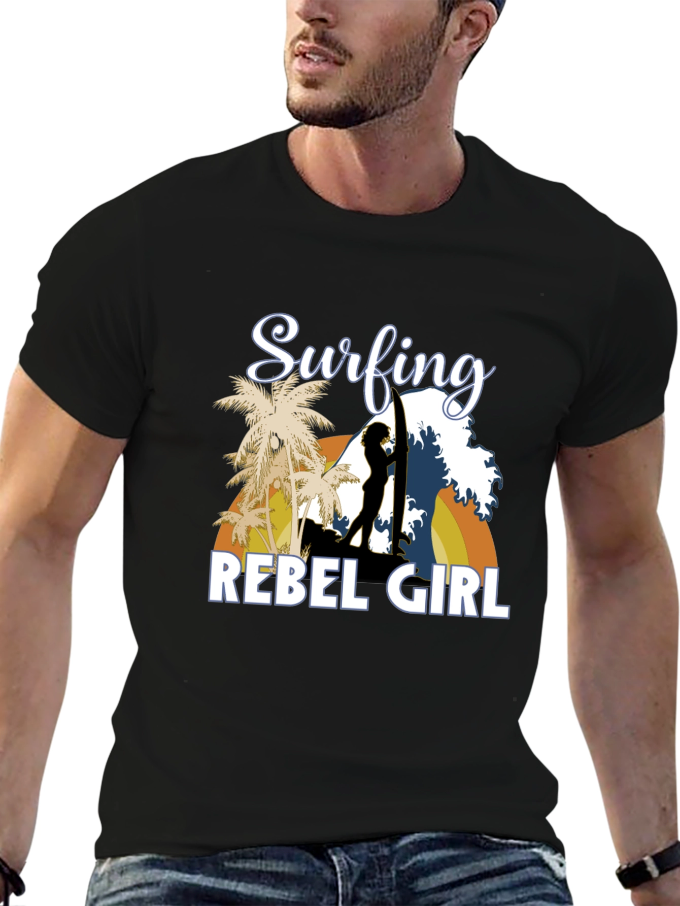 Surfing Rebel Girl Graphic T-Shirt
