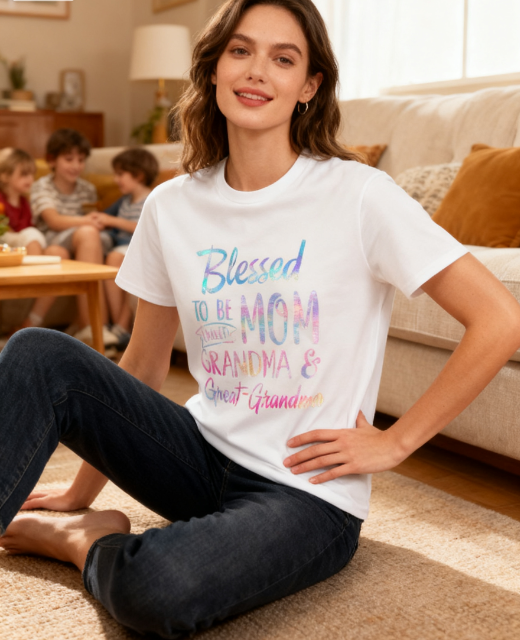 Blessed Multigenerational Mom Grandma Great-Grandma 100% Cotton T-Shirt - Unisex Versatile Family Pride TeeT584490