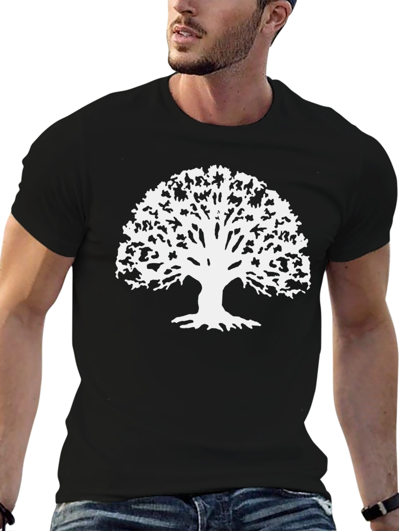 White Tree Graphic Black T-Shirt