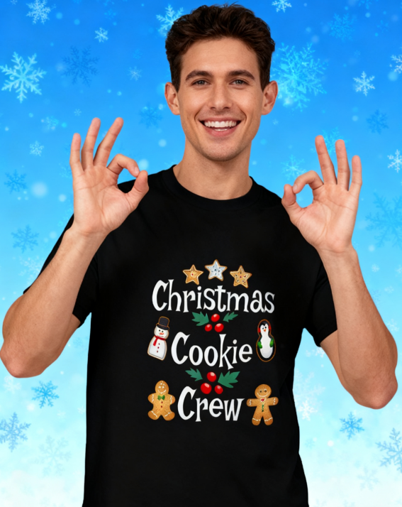 Christmas Cookie Crew T-Shirt - 100% Cotton, Festive Tee for Holiday Baking & Casual Occasions
