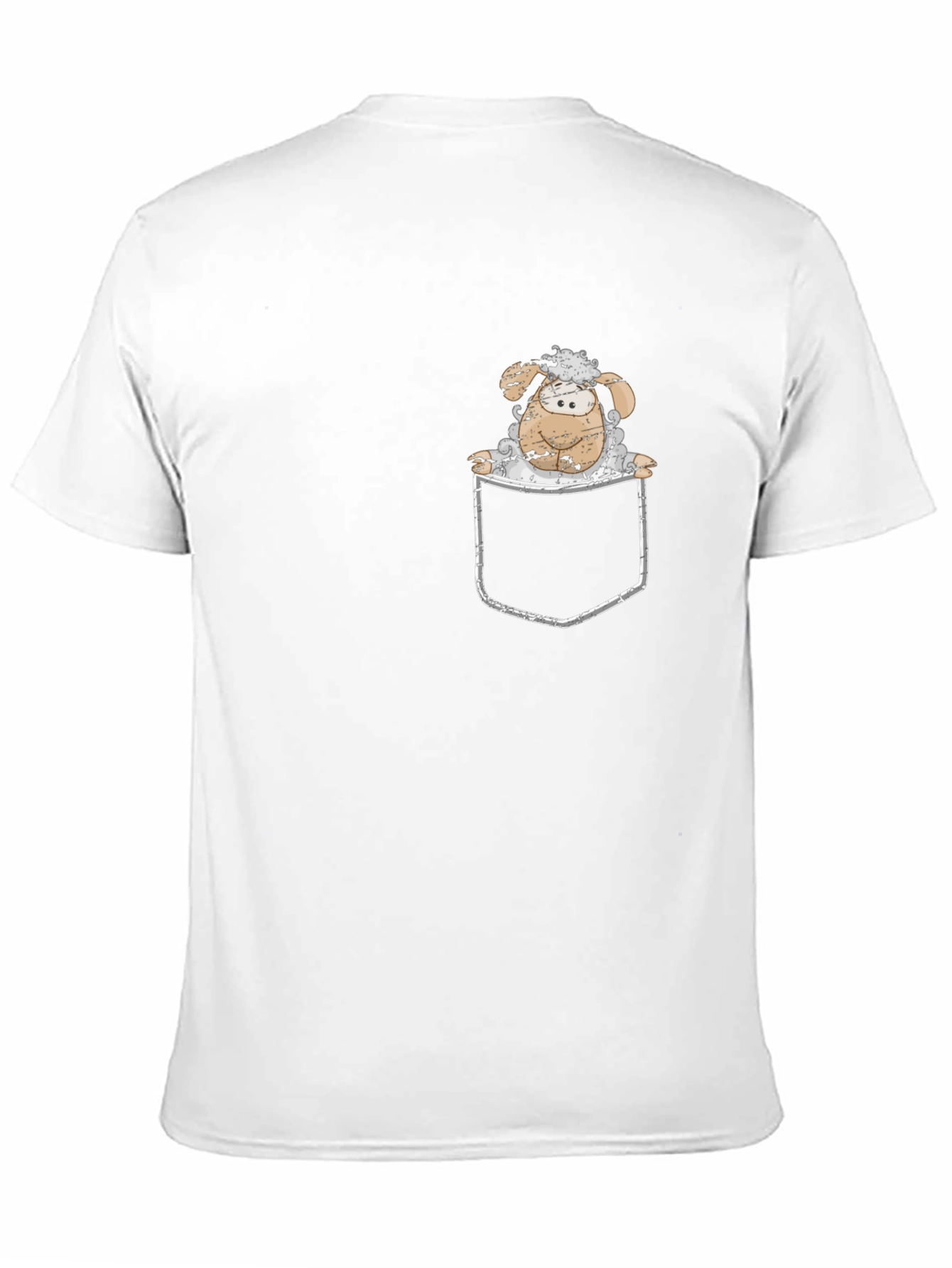 Cartoon Sheep in Pocket Black T-Shirt