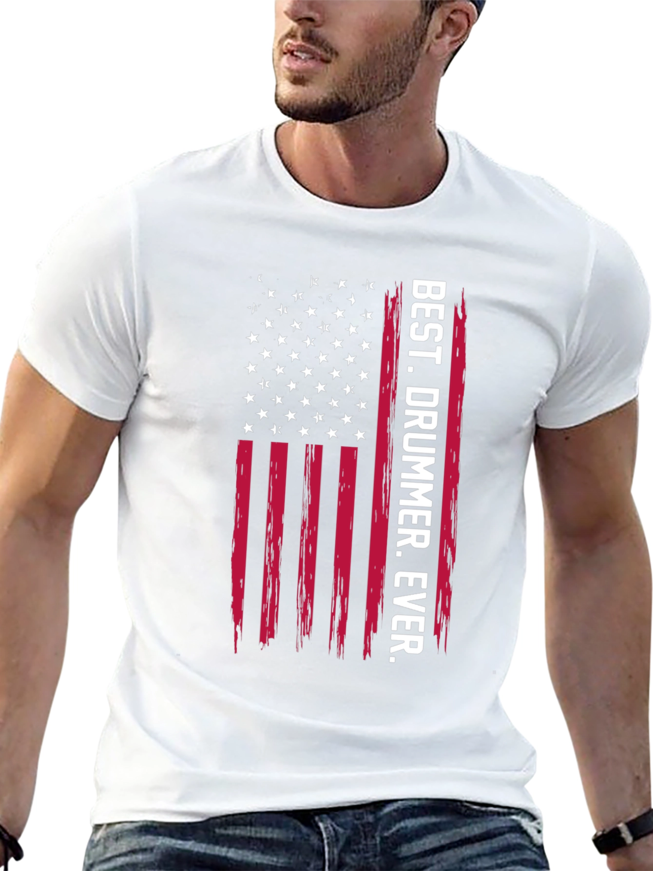 Best Drummer Ever Graphic Tee - USA Flag Style