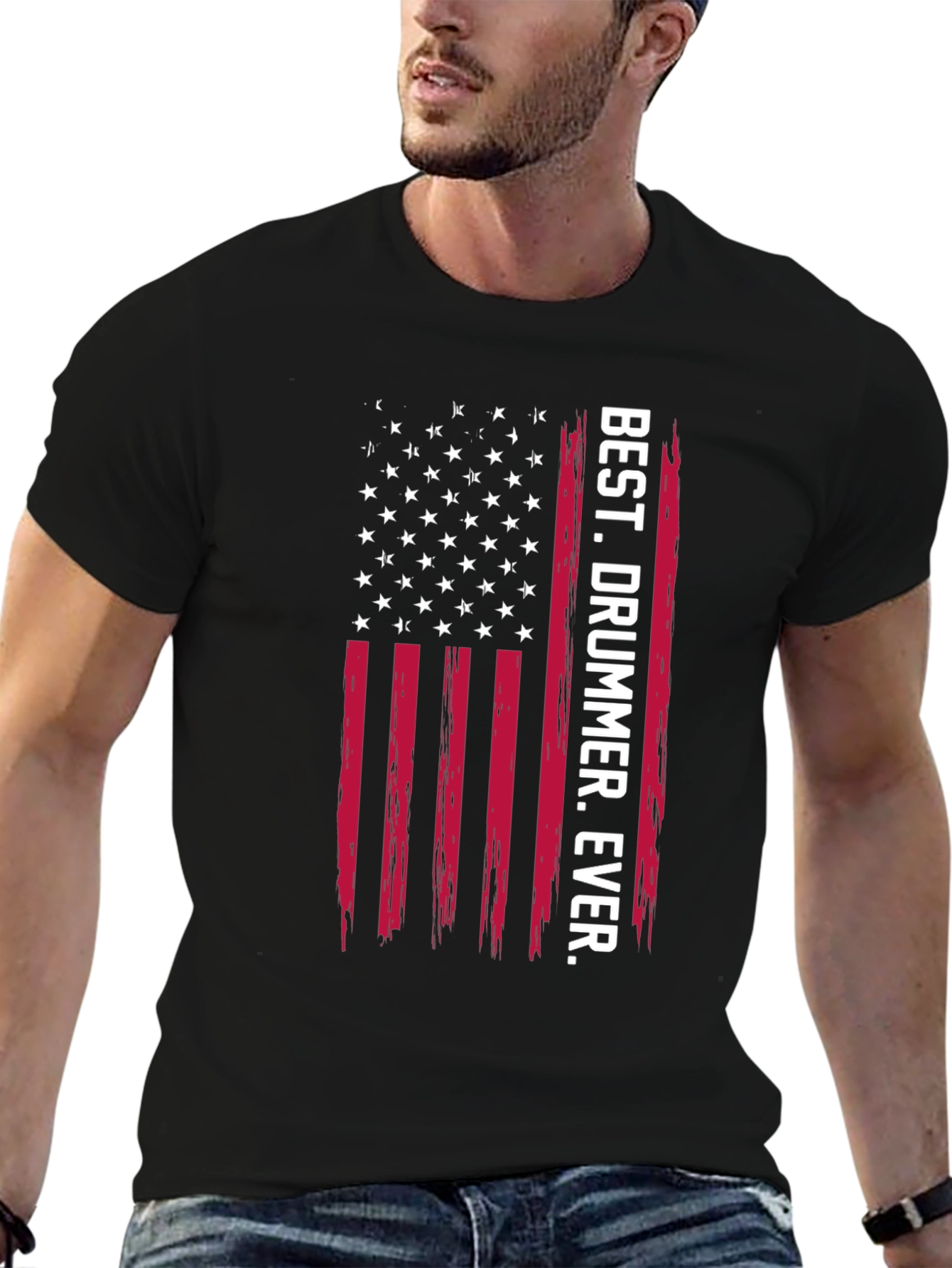 Best Drummer Ever Graphic Tee - USA Flag Style