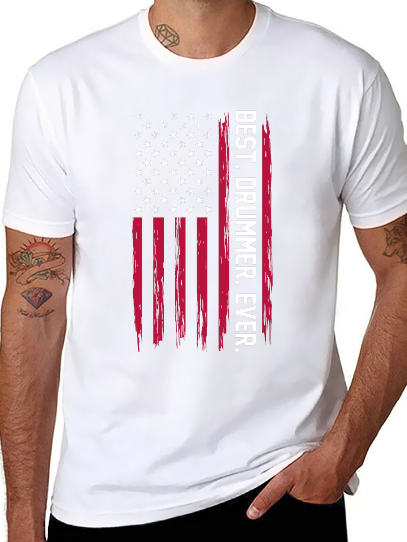 Best Drummer Ever Graphic Tee - USA Flag Style