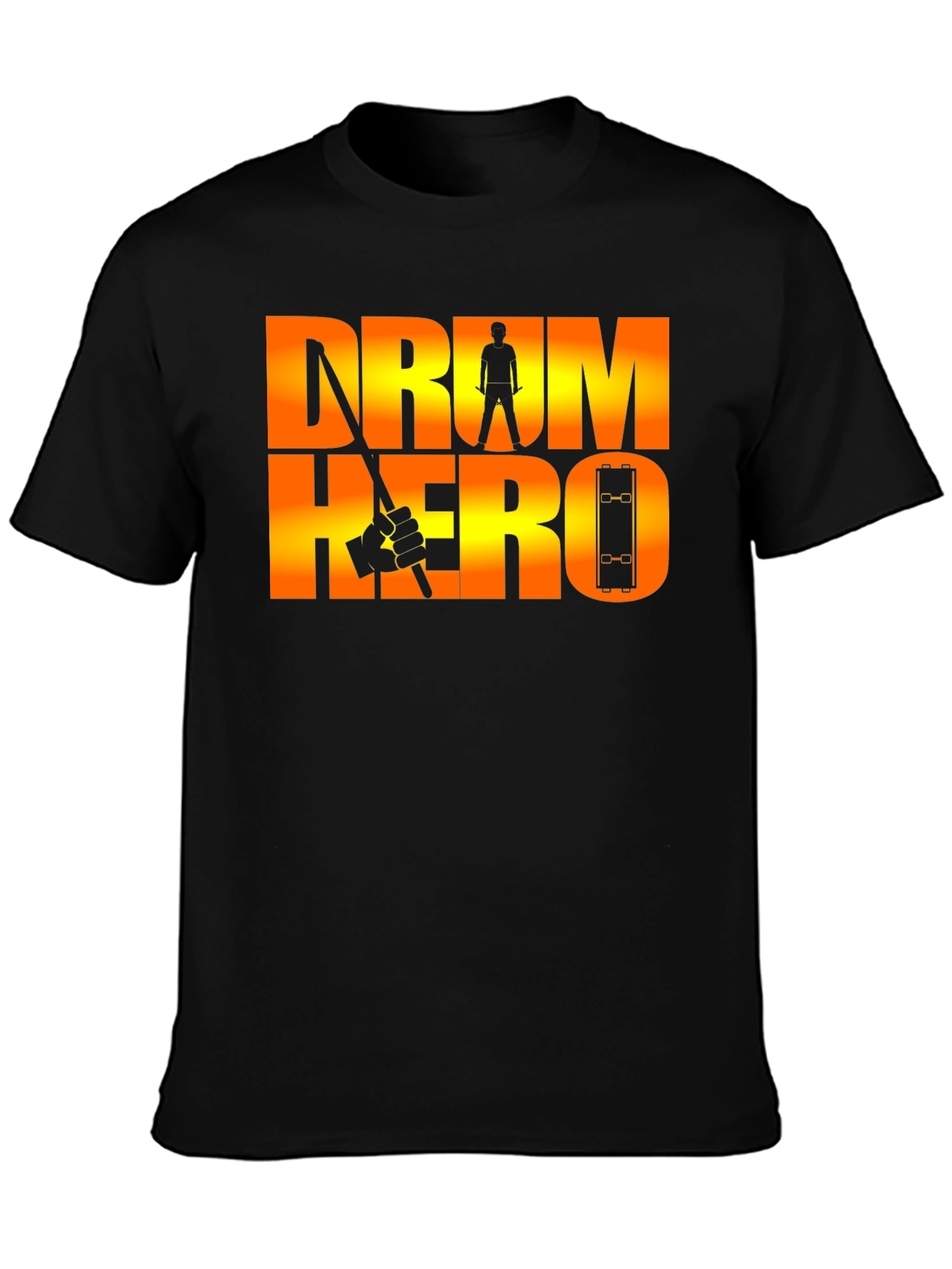 Drum Hero Graphic Tee - Black Cotton T-Shirt