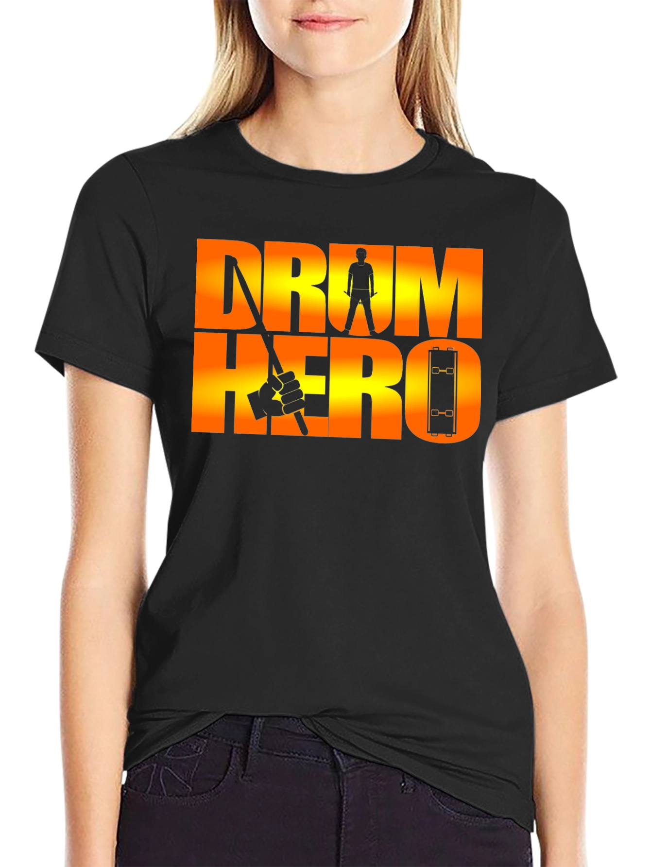 Drum Hero Graphic Tee - Black Cotton T-Shirt