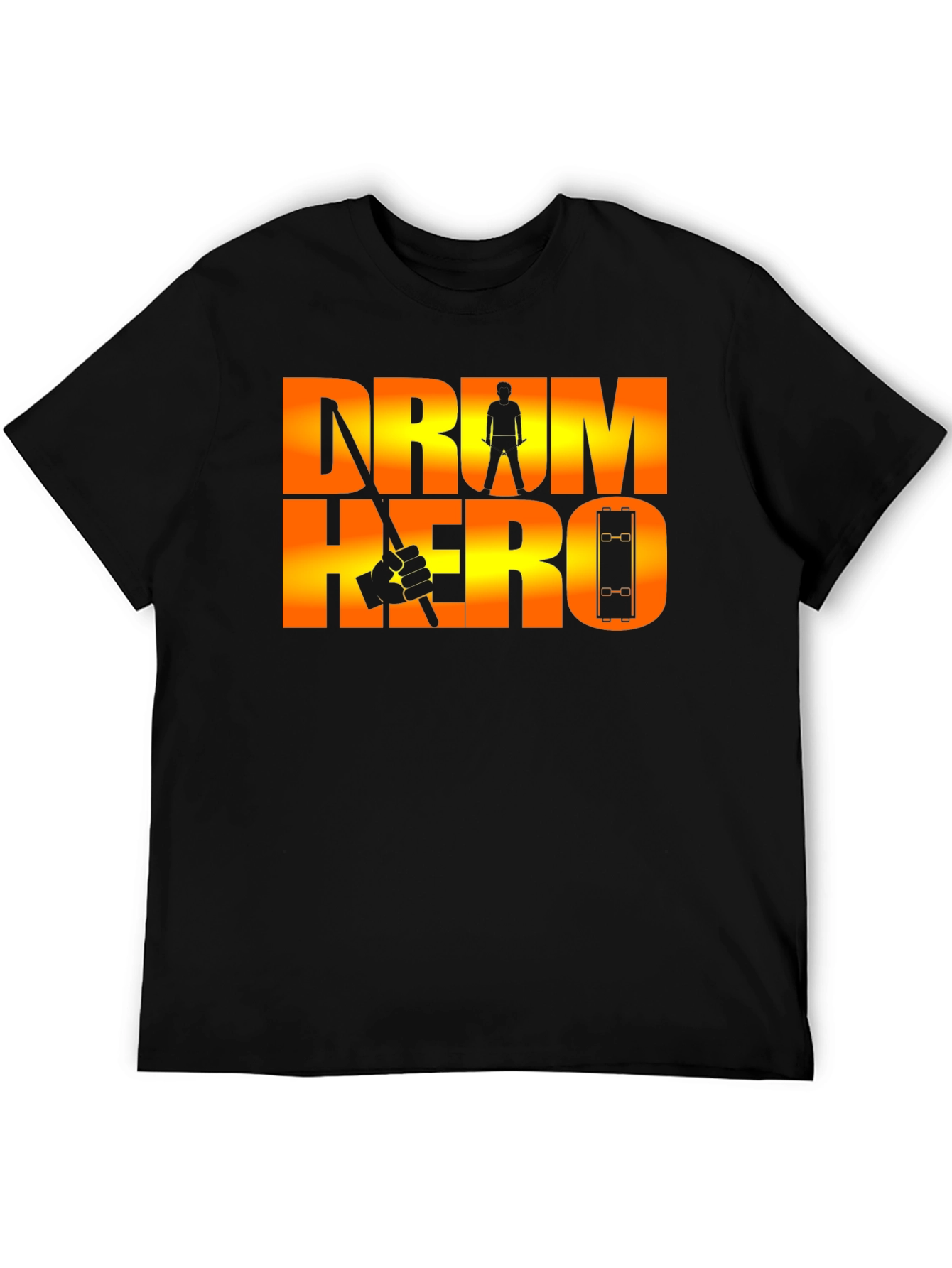 Drum Hero Graphic Tee - Black Cotton T-Shirt