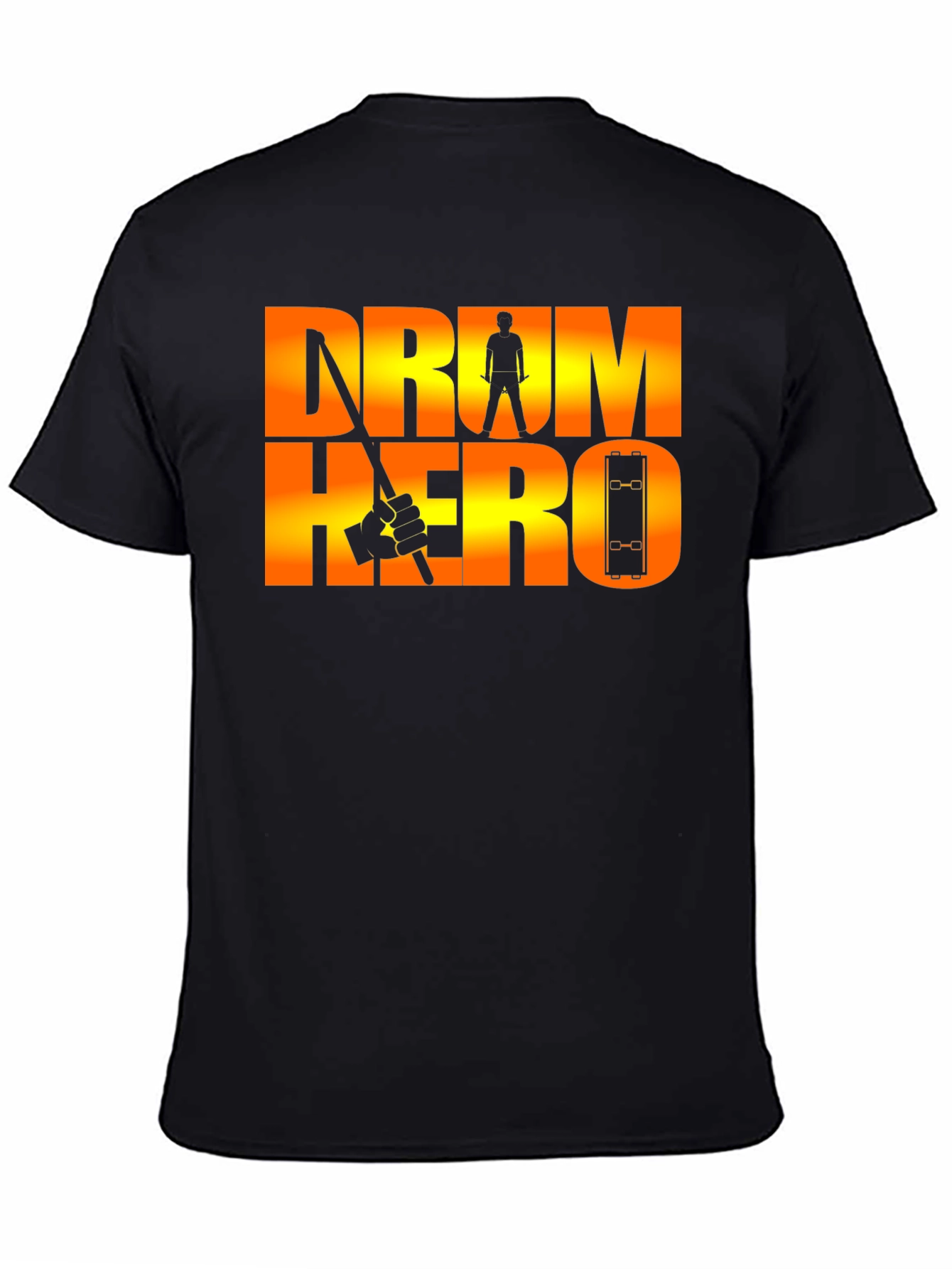 Drum Hero Graphic Tee - Black Cotton T-Shirt