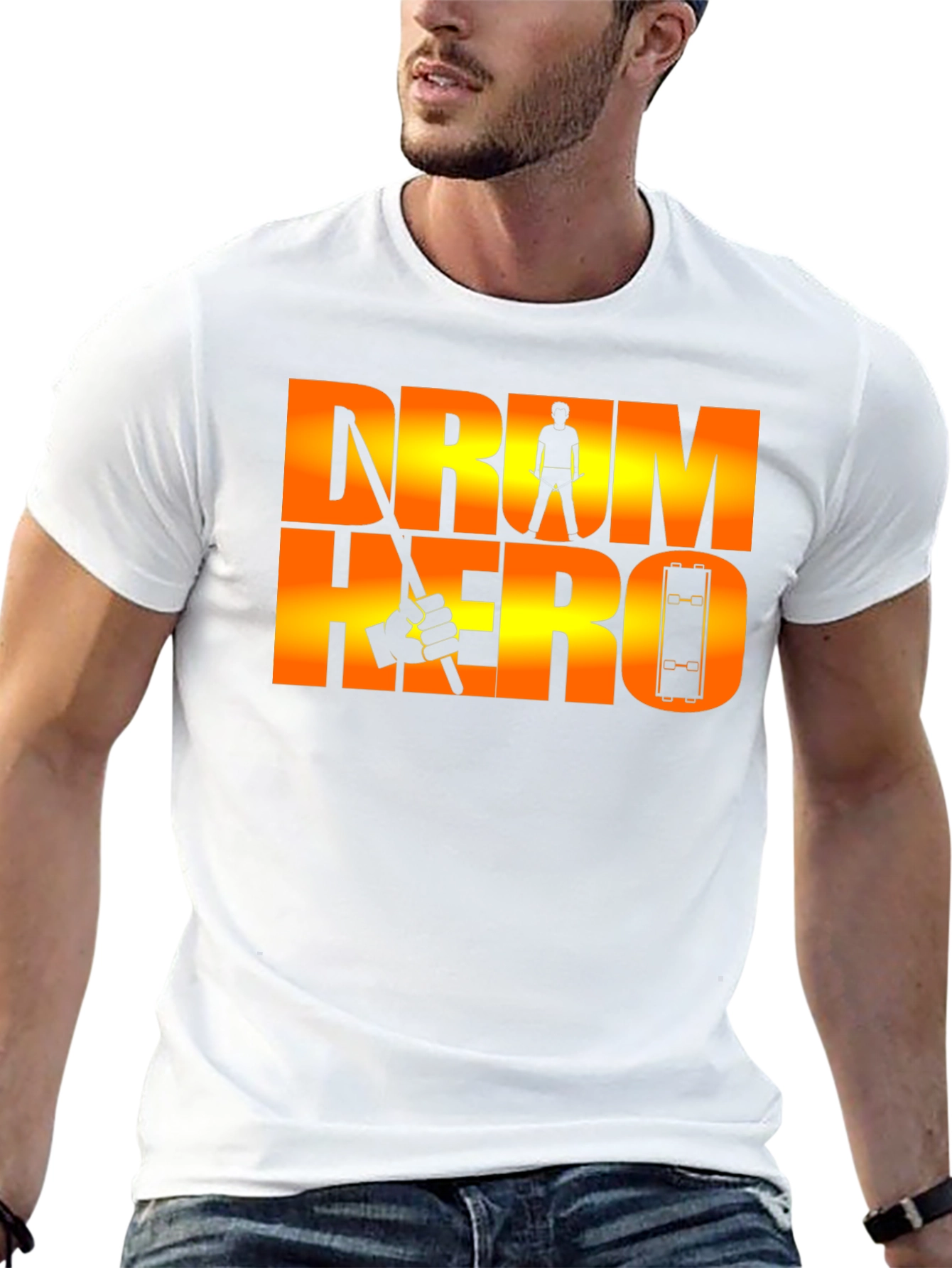 Drum Hero Graphic Tee - Black Cotton T-Shirt