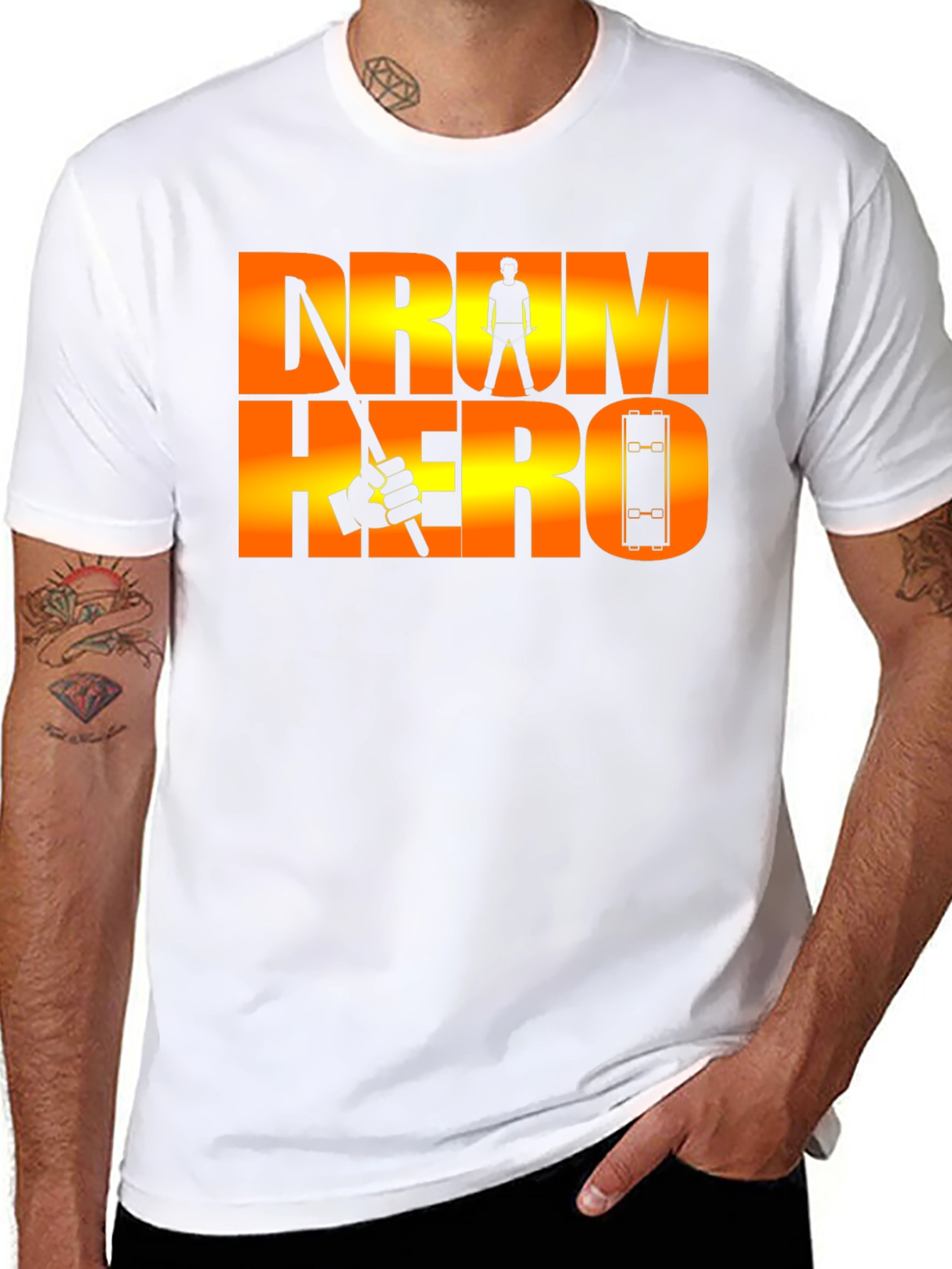 Drum Hero Graphic Tee - Black Cotton T-Shirt