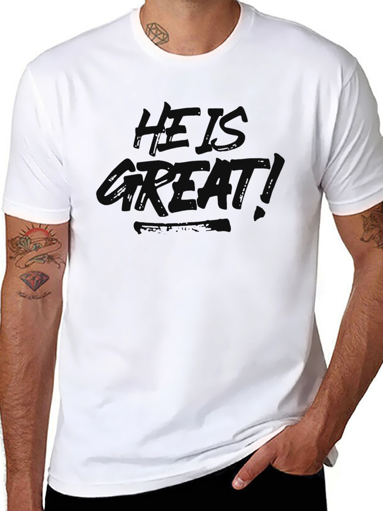 He is Great! Black Graphic T-Shirt