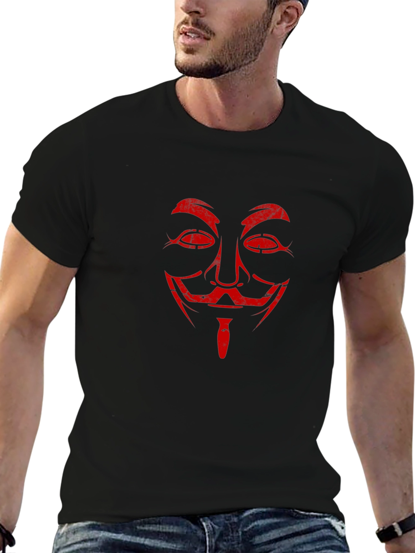Anonymous Mask Graphic Tee - Black
