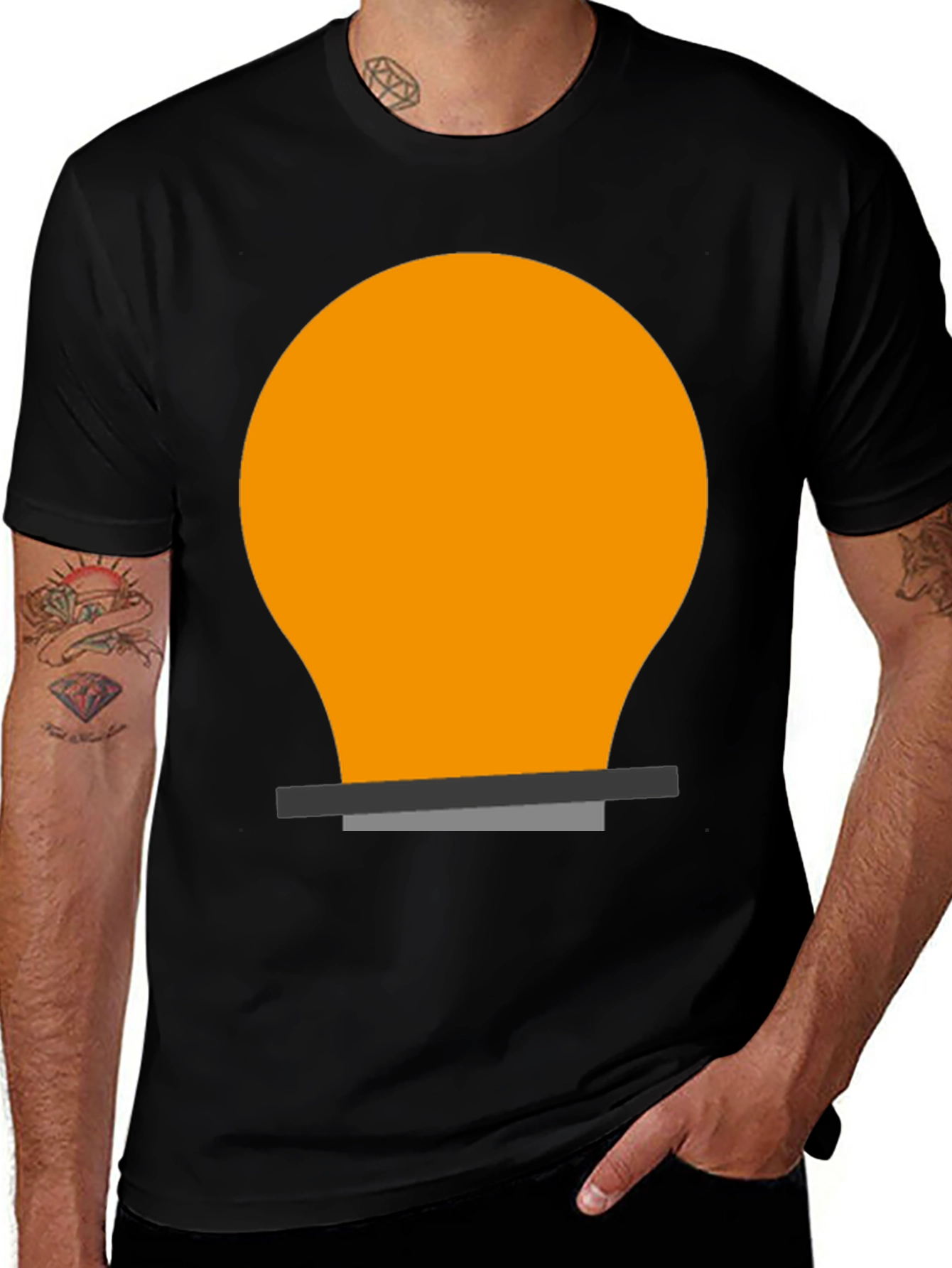 Light Bulb Graphic Tee - Black Cotton Blend