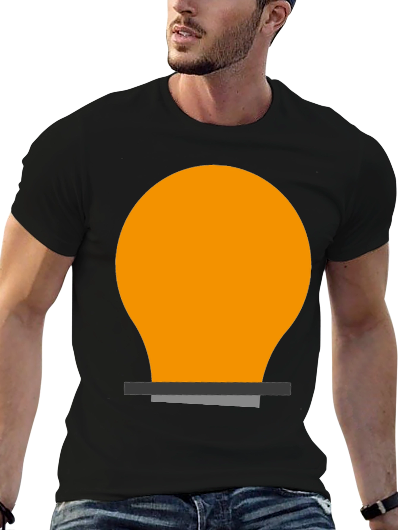 Light Bulb Graphic Tee - Black Cotton Blend