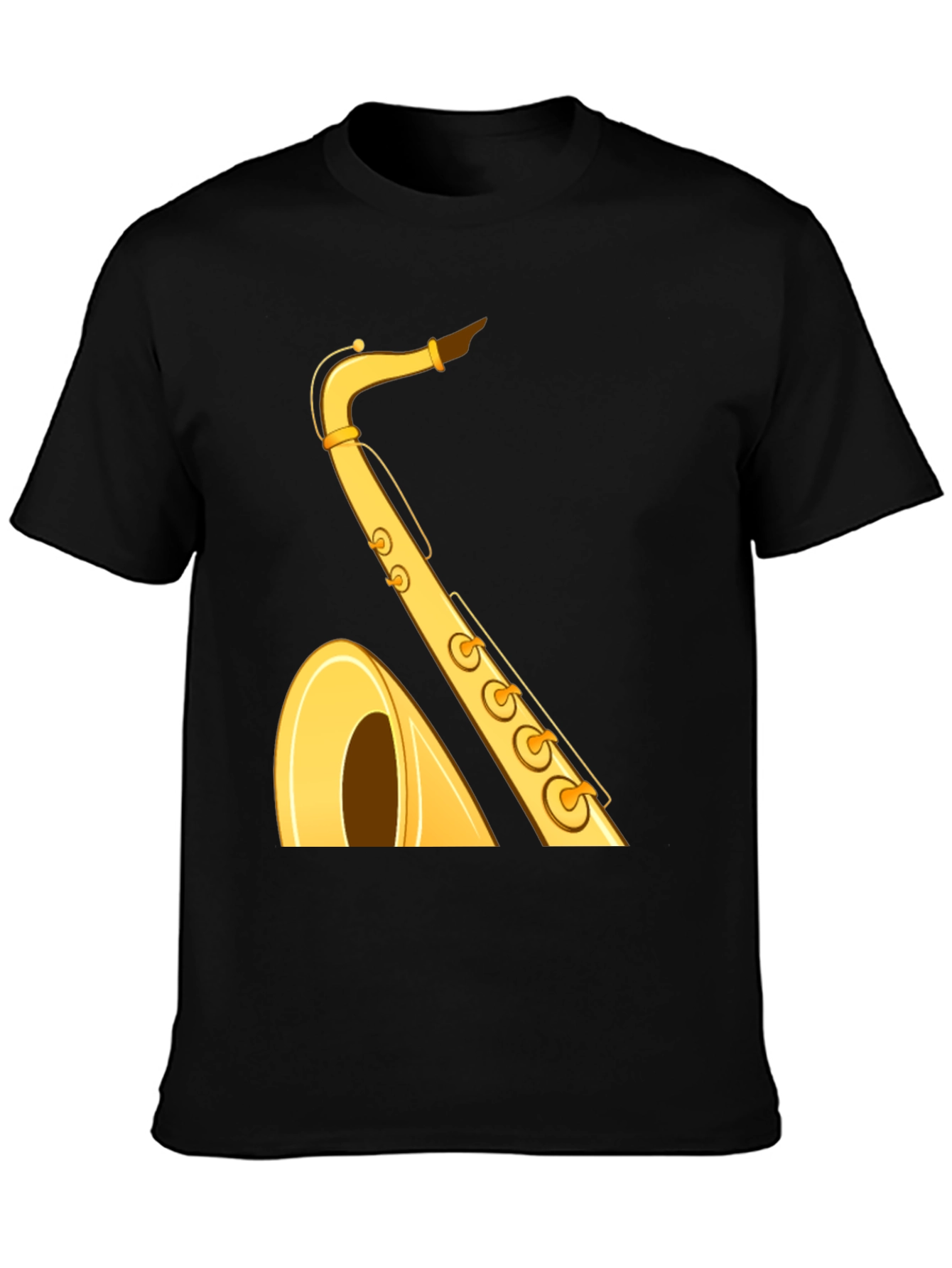 Saxophone Graphic Tee - Black Cotton T-Shirt