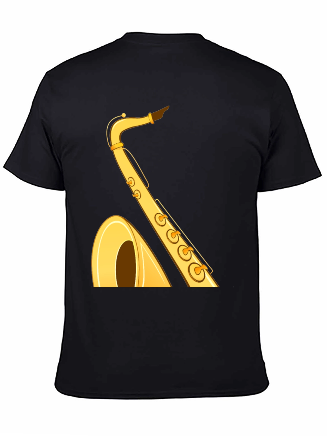 Saxophone Graphic Tee - Black Cotton T-Shirt