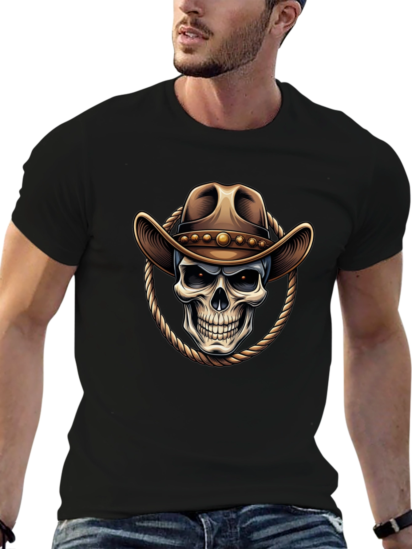 Cowboy Skull Graphic Tee - Western Style Shirt