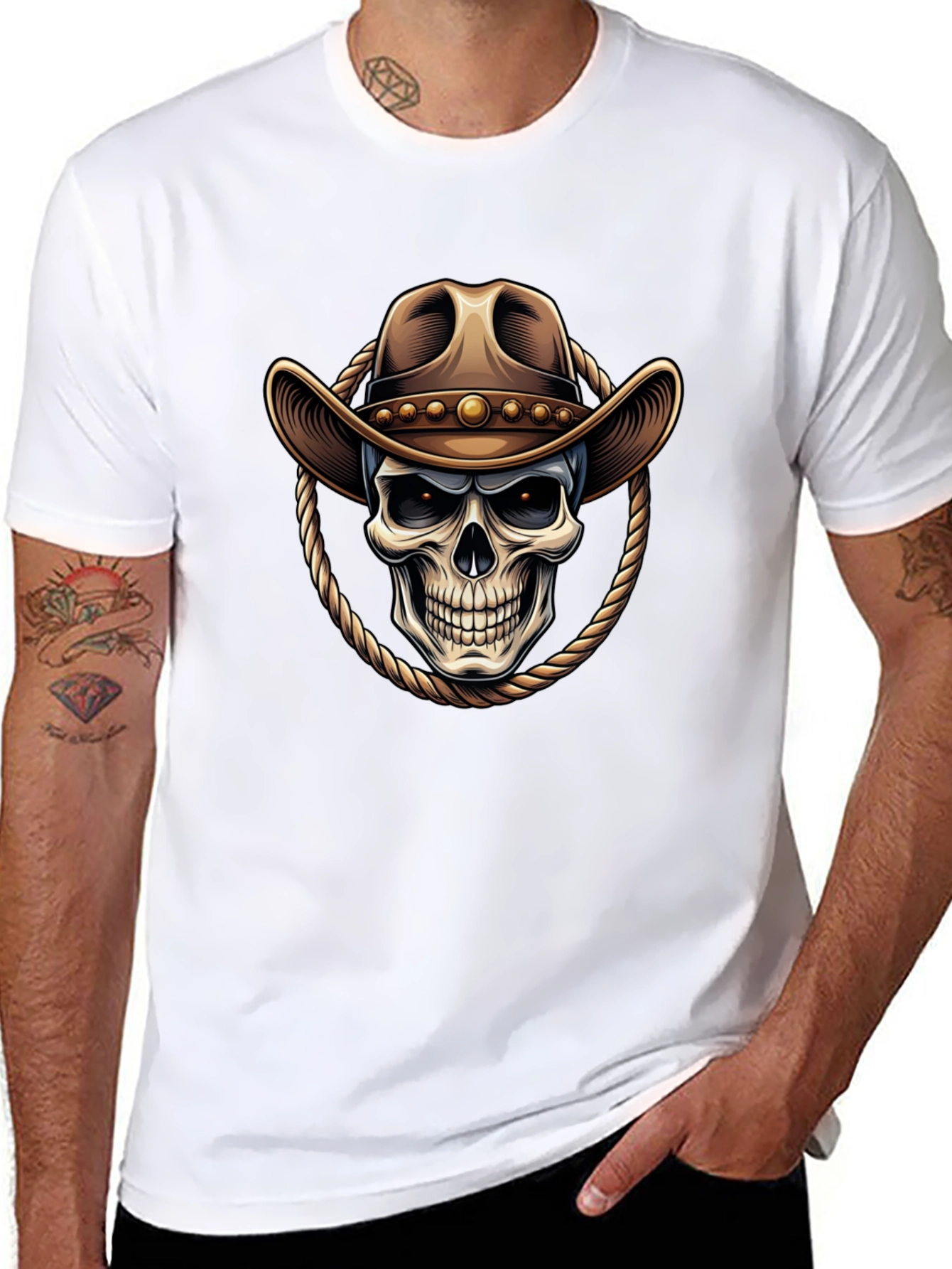 Cowboy Skull Graphic Tee - Western Style Shirt