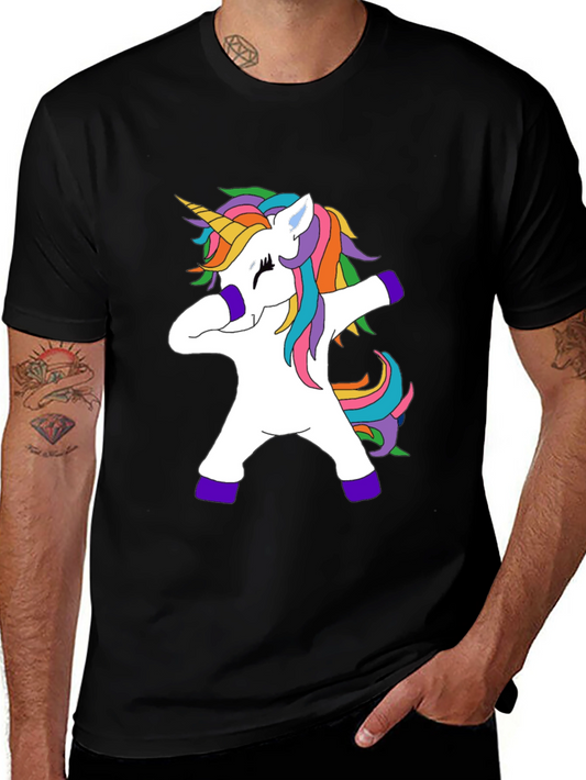 Dabbing Unicorn Graphic Tee - Mens Black T-Shirt