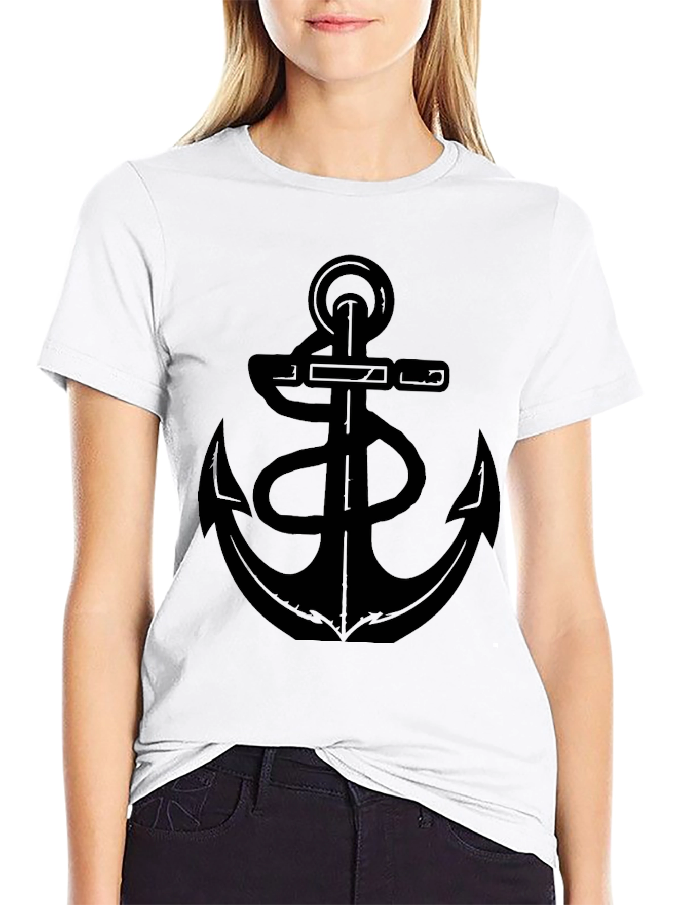 Mens Black Anchor Graphic T-Shirt