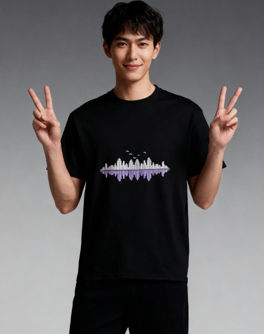 Artistic City Skyline Reflection Graphic T-Shirt - 100% Cotton, Versatile for Multiple Occasions