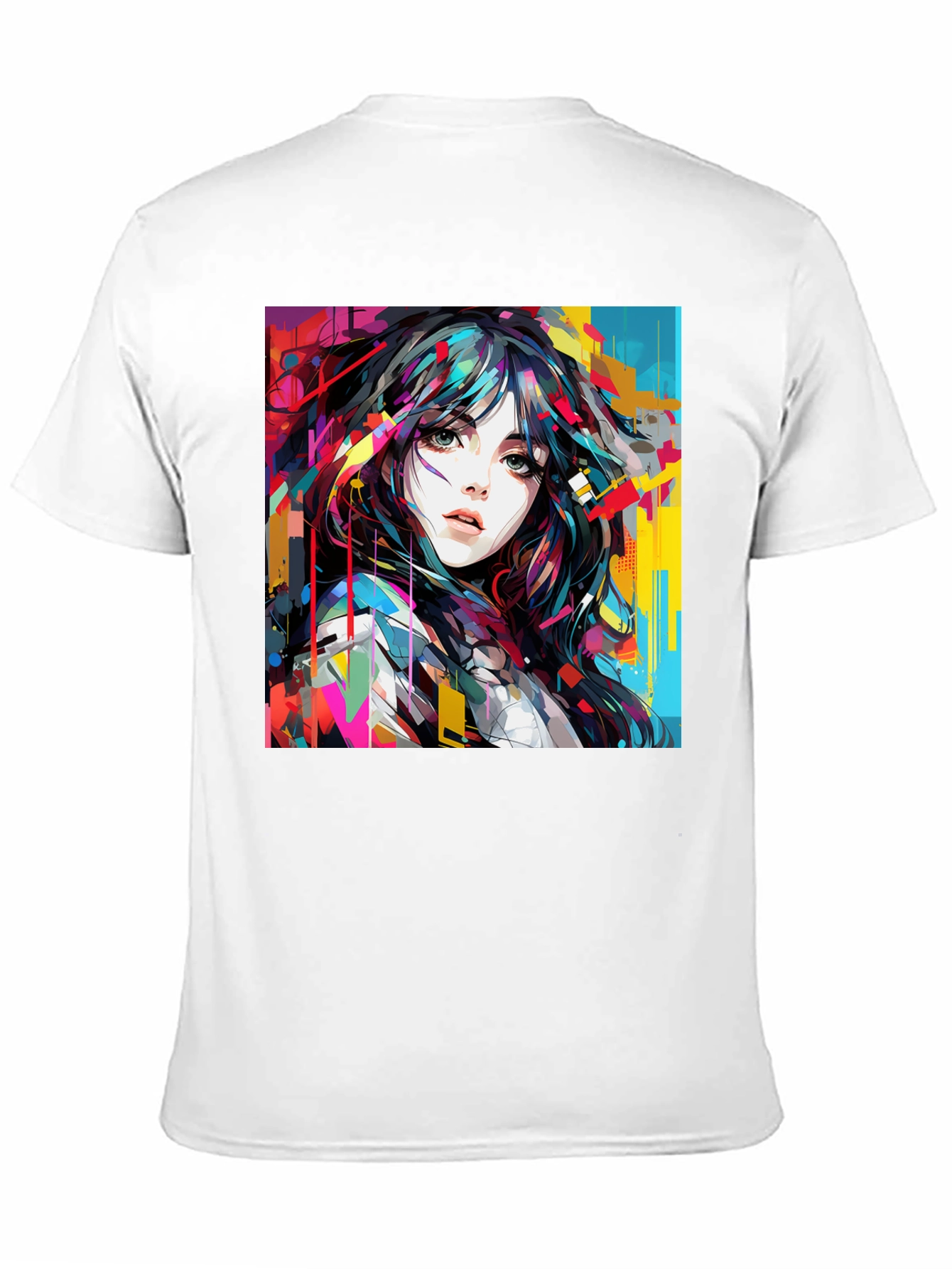 Abstract Anime Girl Graphic Black T-Shirt