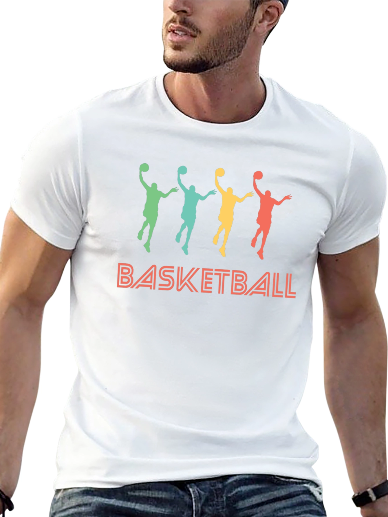 Basketball Silhouette Graphic T-Shirt - Retro Style