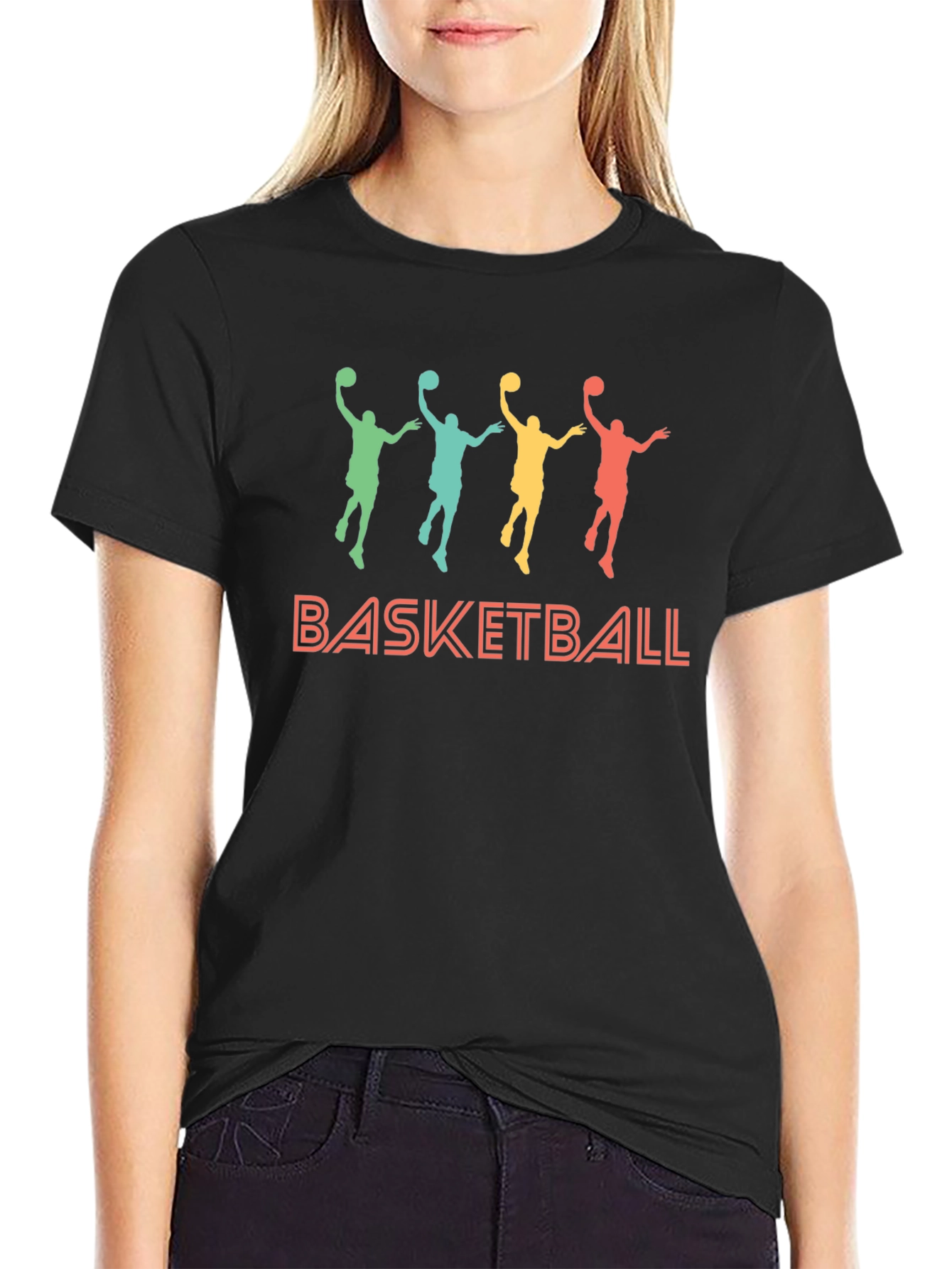 Basketball Silhouette Graphic T-Shirt - Retro Style