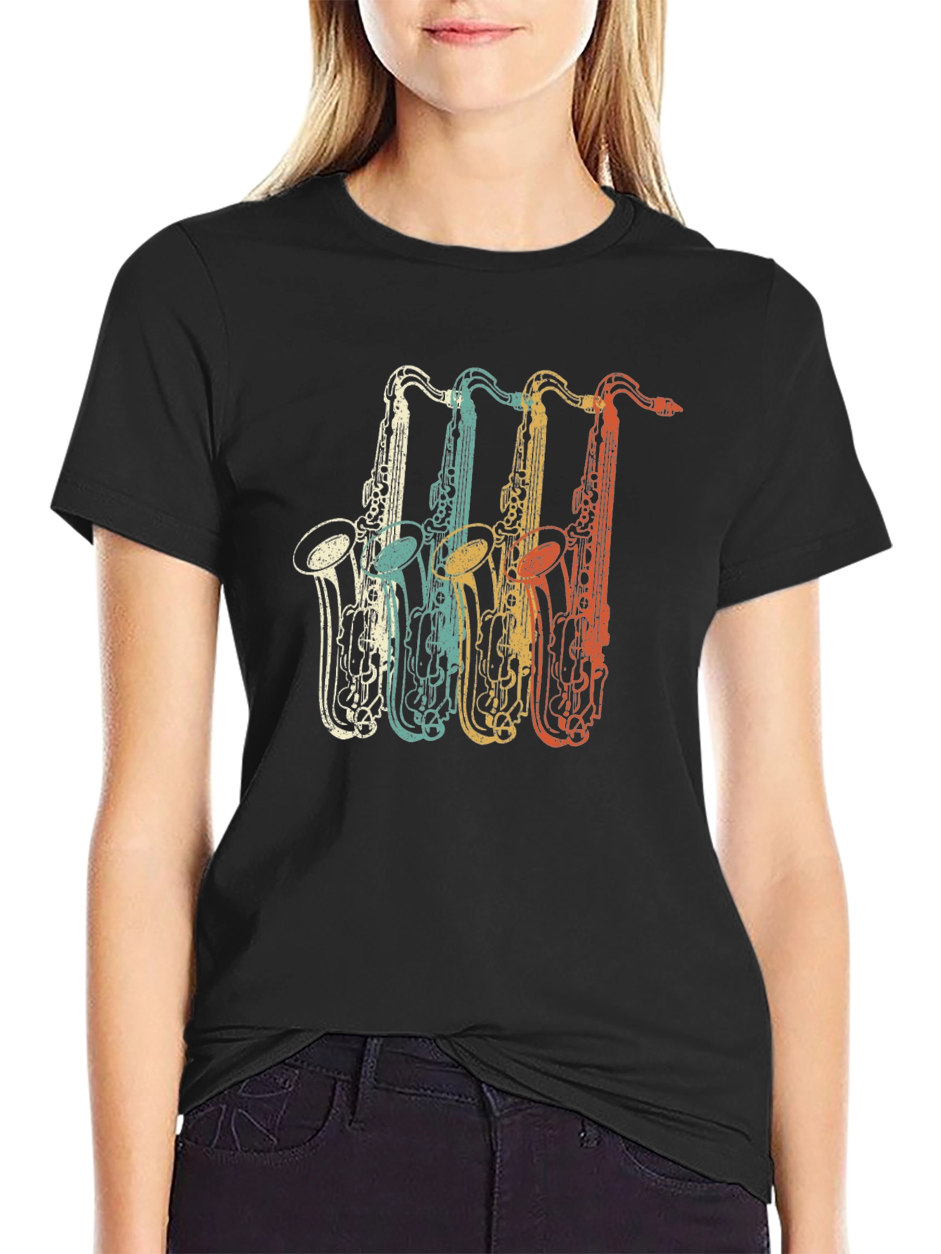 Retro Saxophone T-Shirt - Music Lover Tee