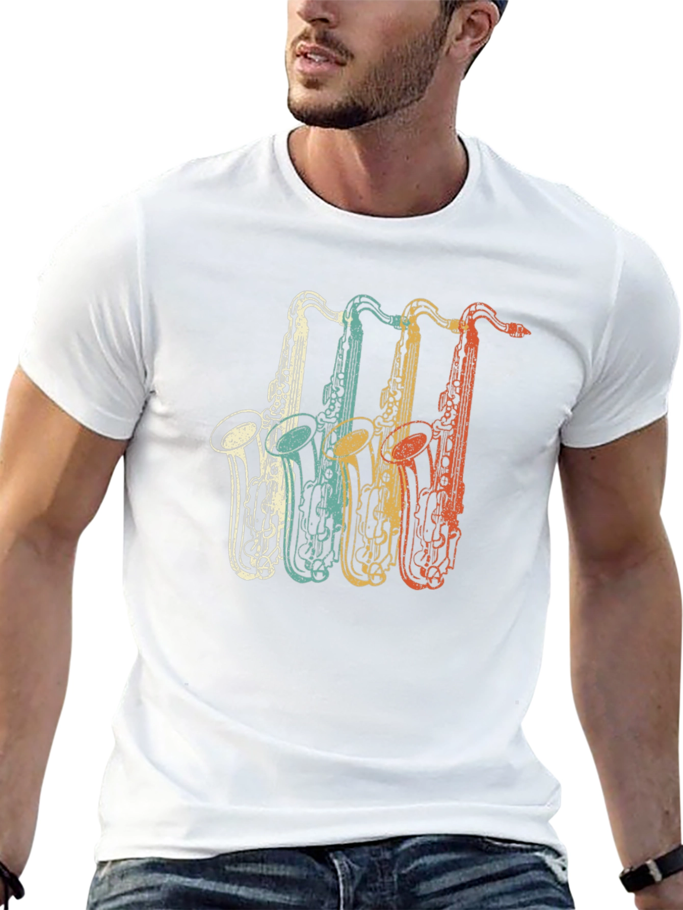Retro Saxophone T-Shirt - Music Lover Tee
