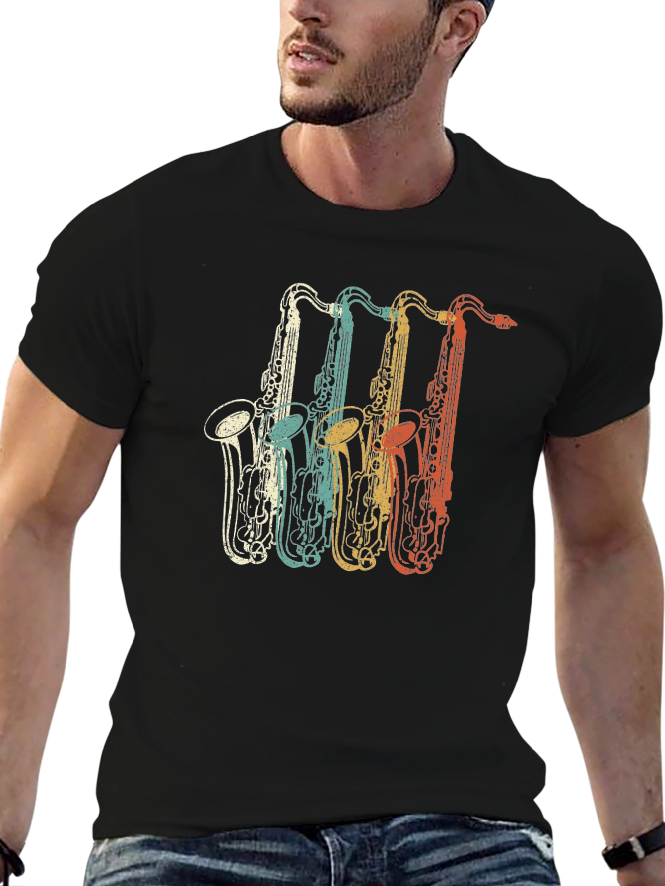 Retro Saxophone T-Shirt - Music Lover Tee