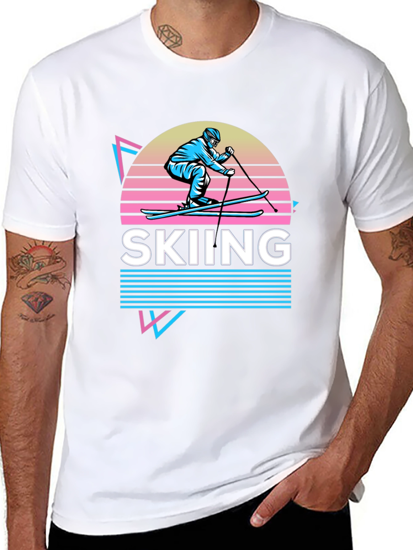 Retro Skiing Graphic Tee - 80s Style