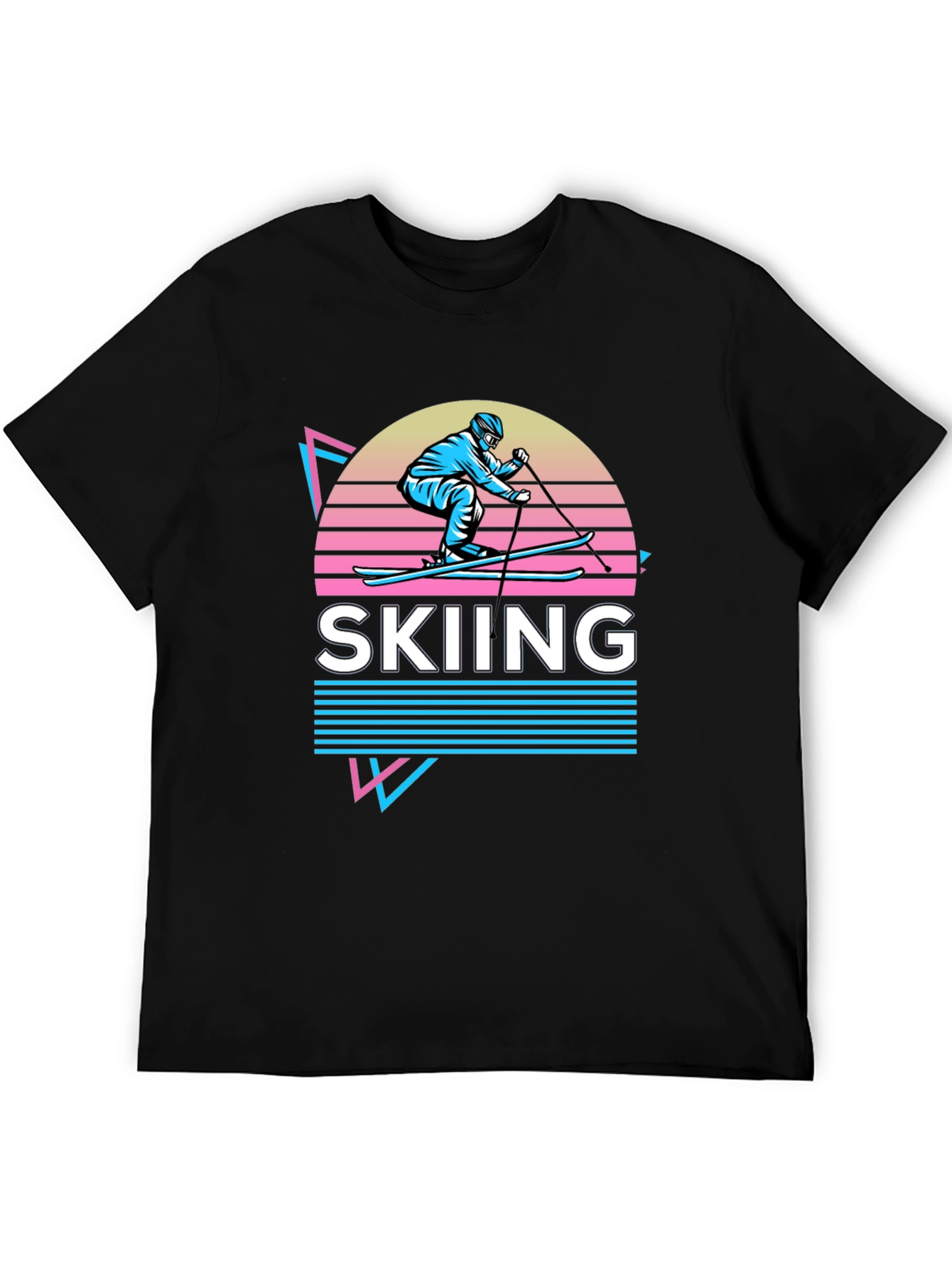 Retro Skiing Graphic Tee - 80s Style