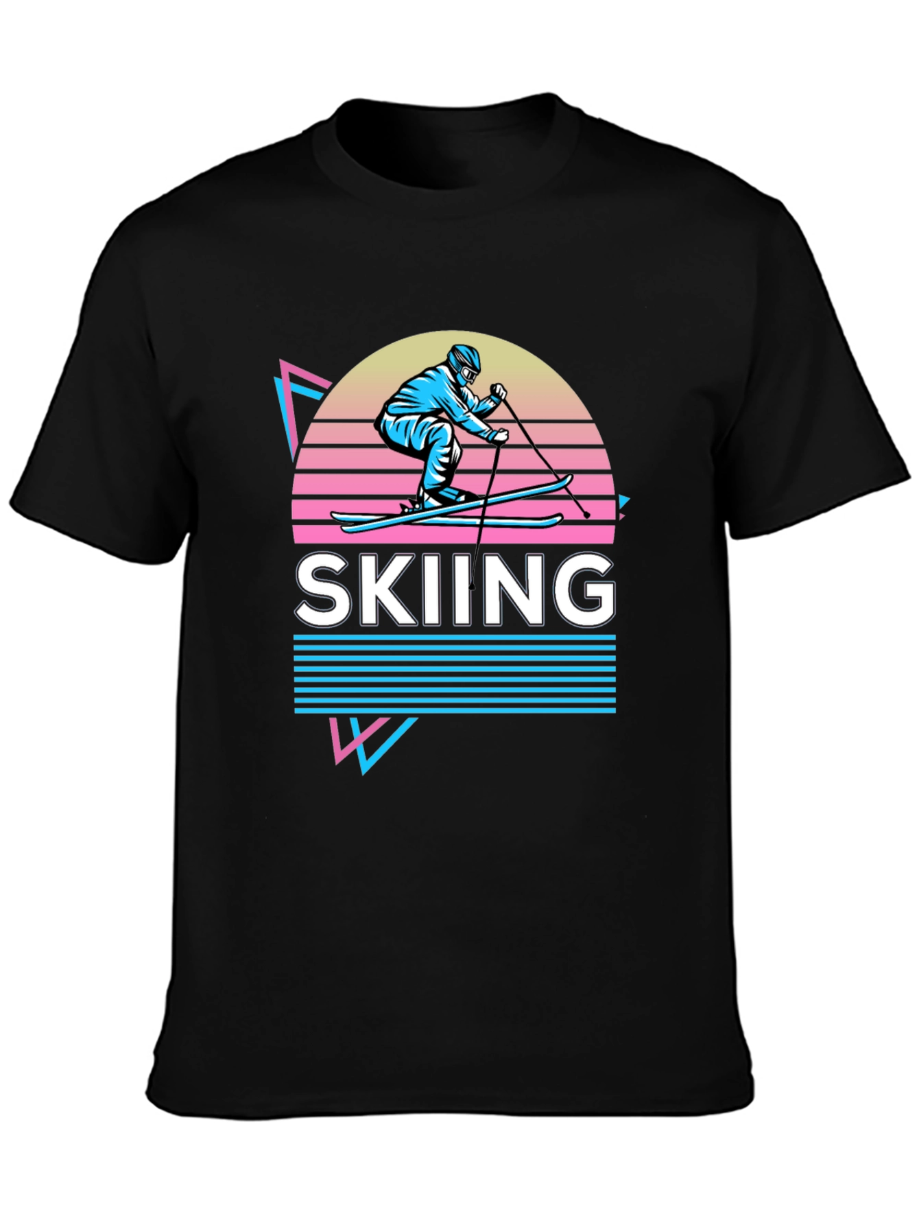Retro Skiing Graphic Tee - 80s Style
