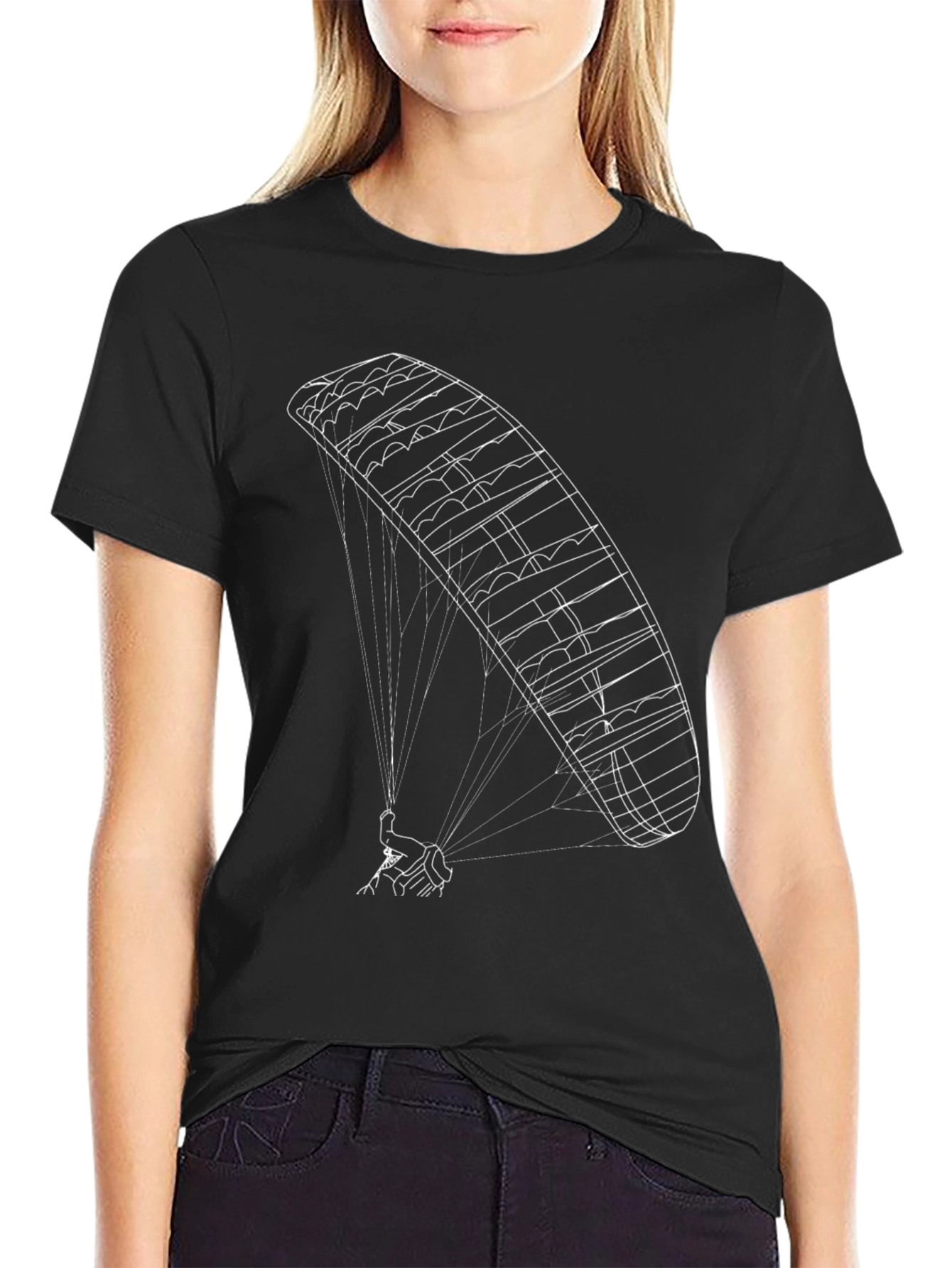 Black Tee with Paragliding Design