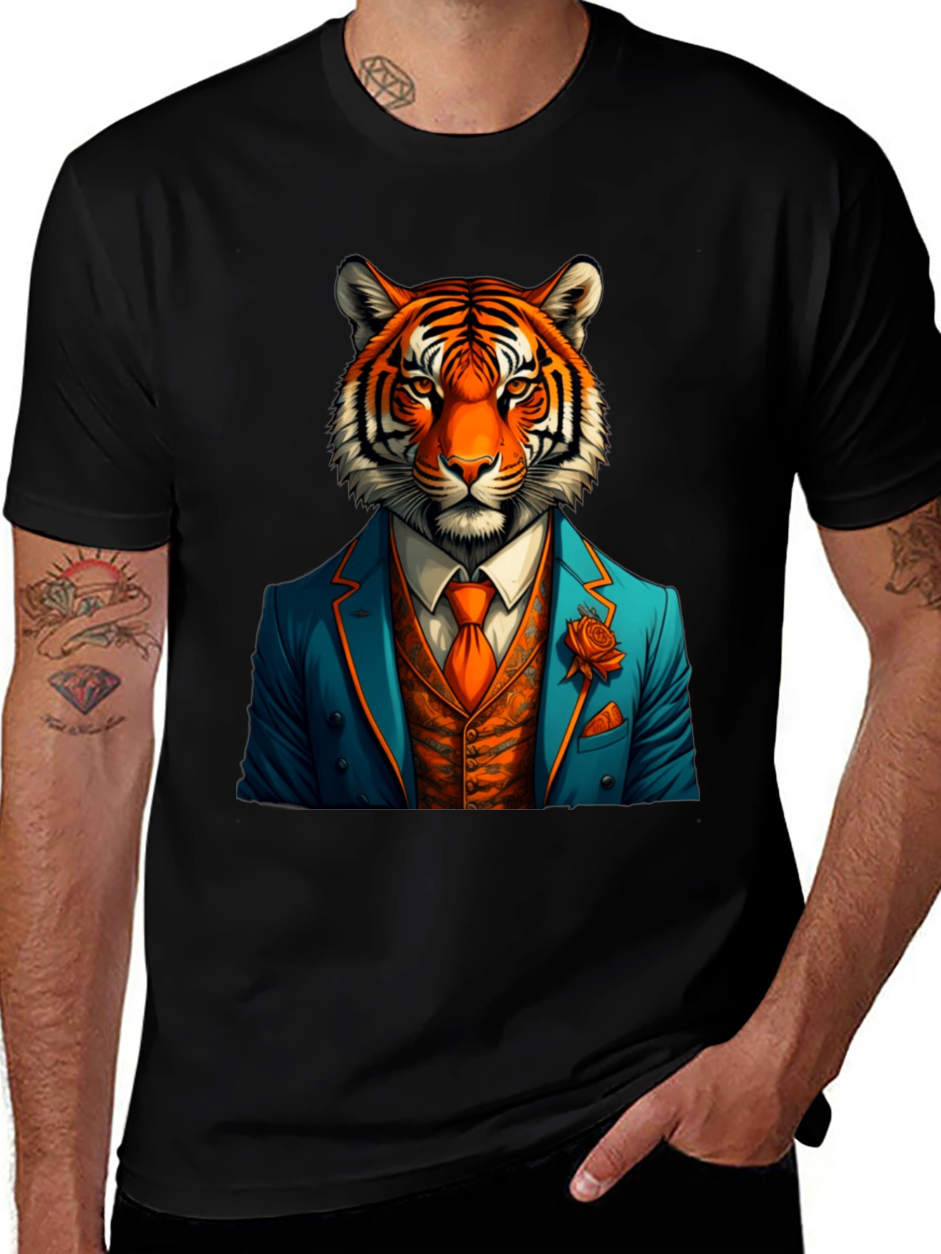 Tiger Suit T-Shirt - Stylish Animal Graphic Tee