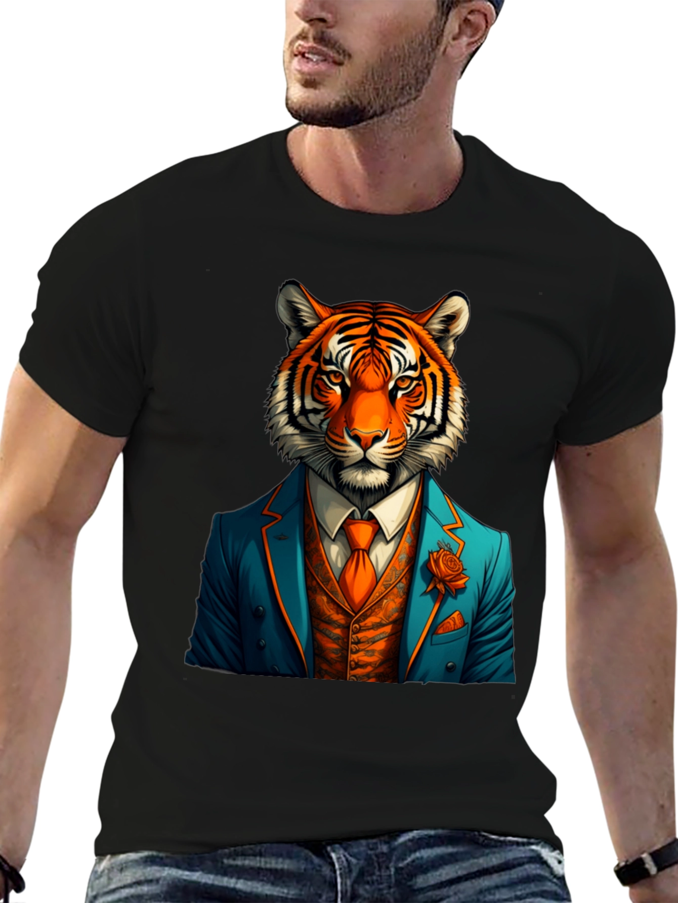 Tiger Suit T-Shirt - Stylish Animal Graphic Tee