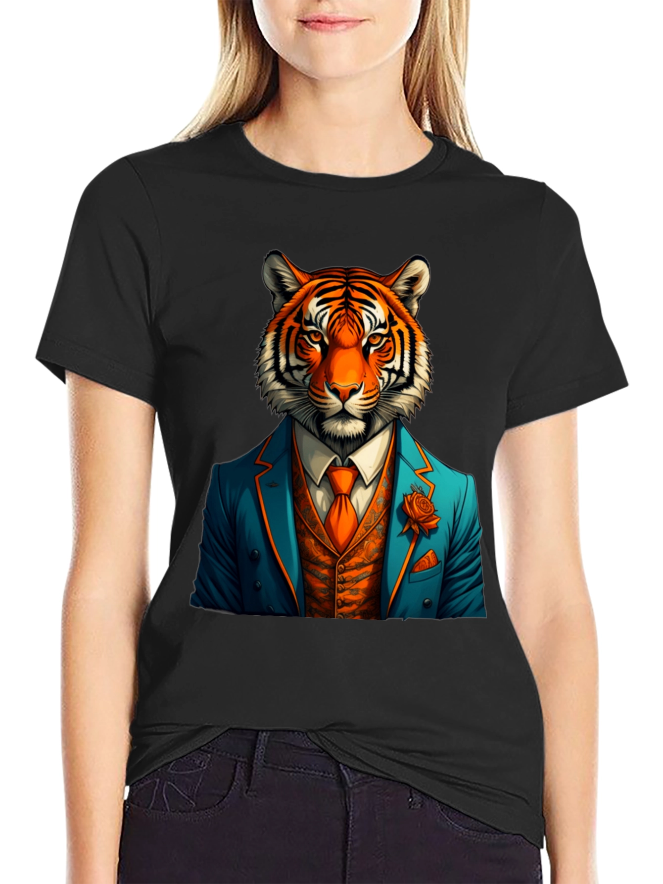 Tiger Suit T-Shirt - Stylish Animal Graphic Tee