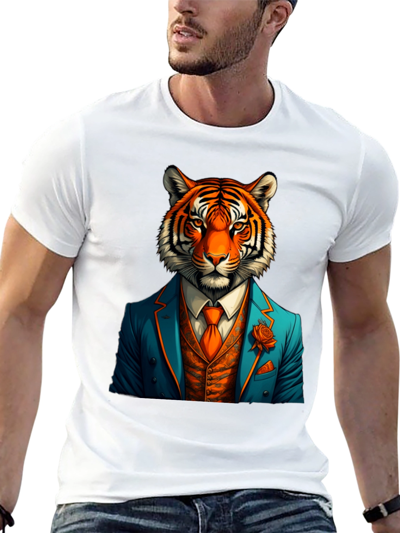 Tiger Suit T-Shirt - Stylish Animal Graphic Tee