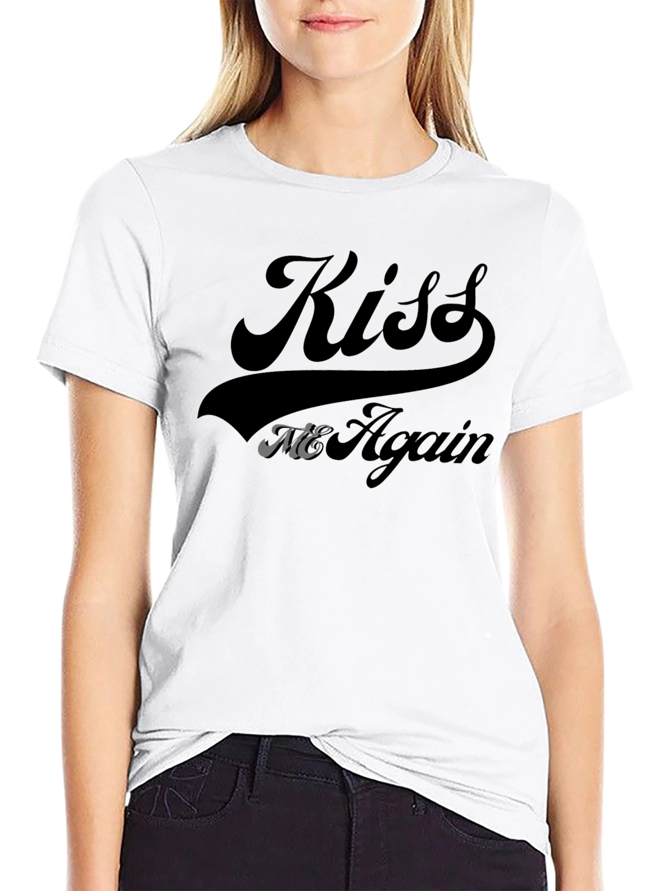 Kiss Me Again Black Graphic Tee Shirt