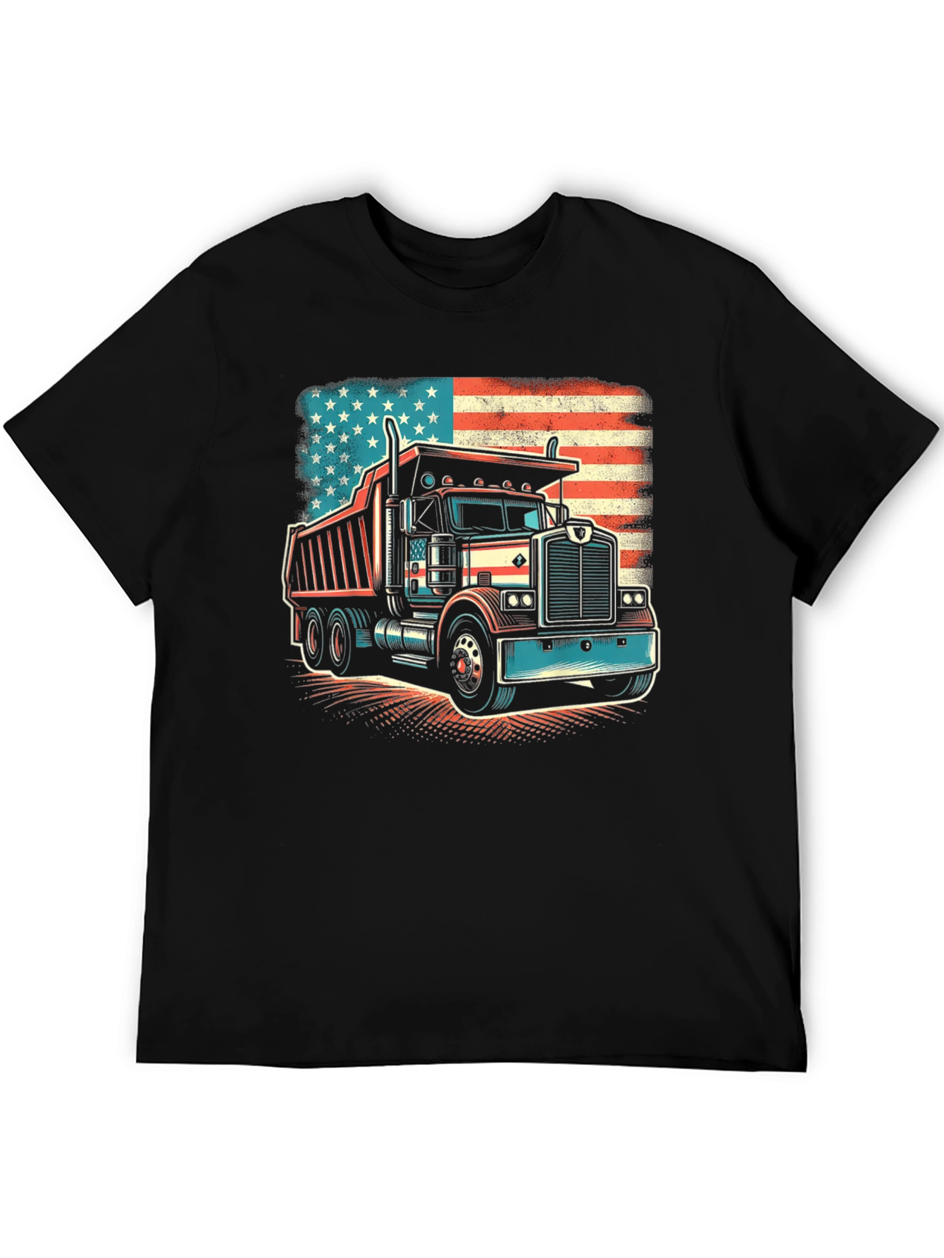 American Flag Truck Graphic T-Shirt
