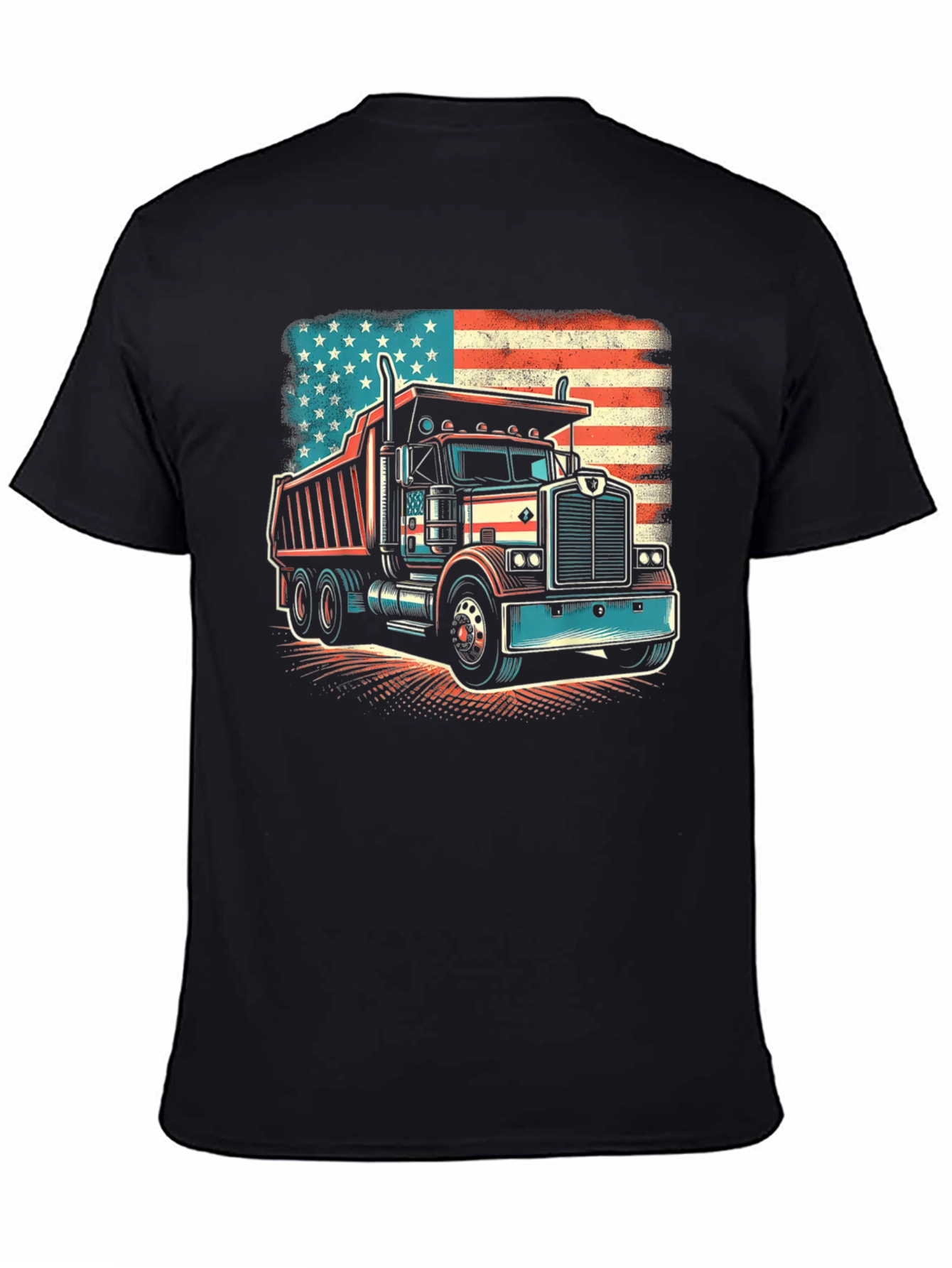 American Flag Truck Graphic T-Shirt