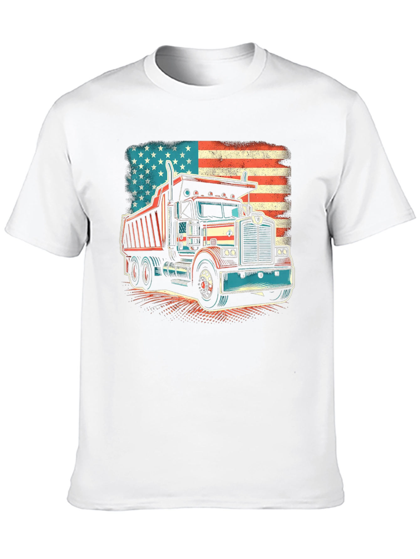 American Flag Truck Graphic T-Shirt